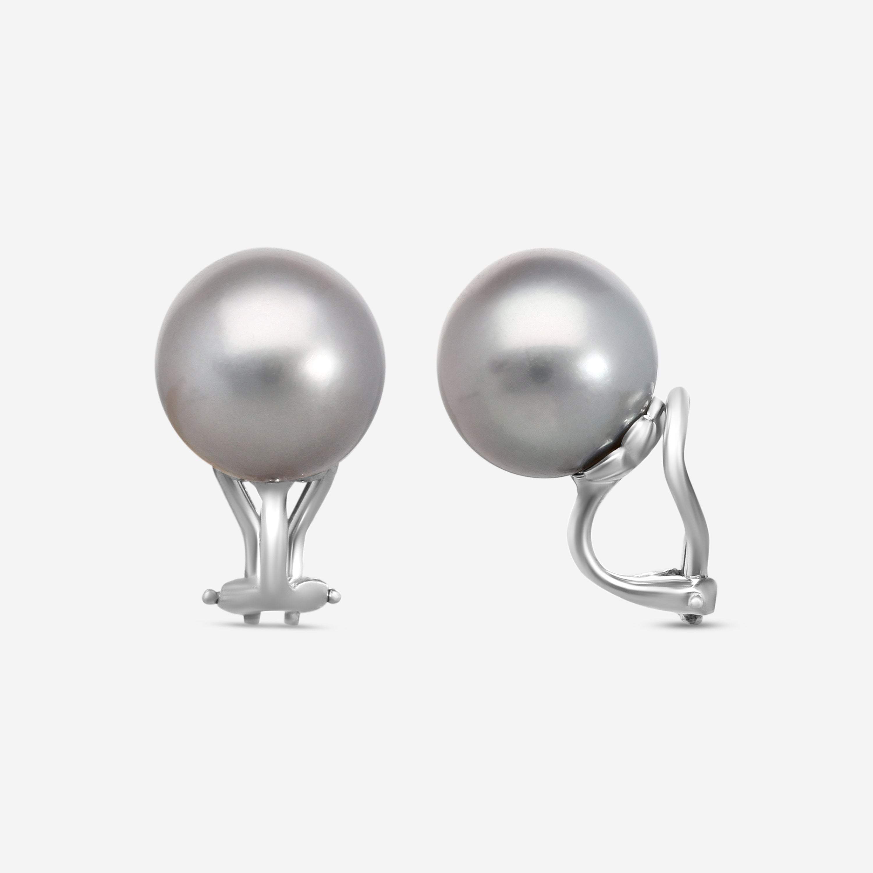 Assael 18K White Gold Tahitian Cultured Pearl Clip Earrings E6651 — view 3