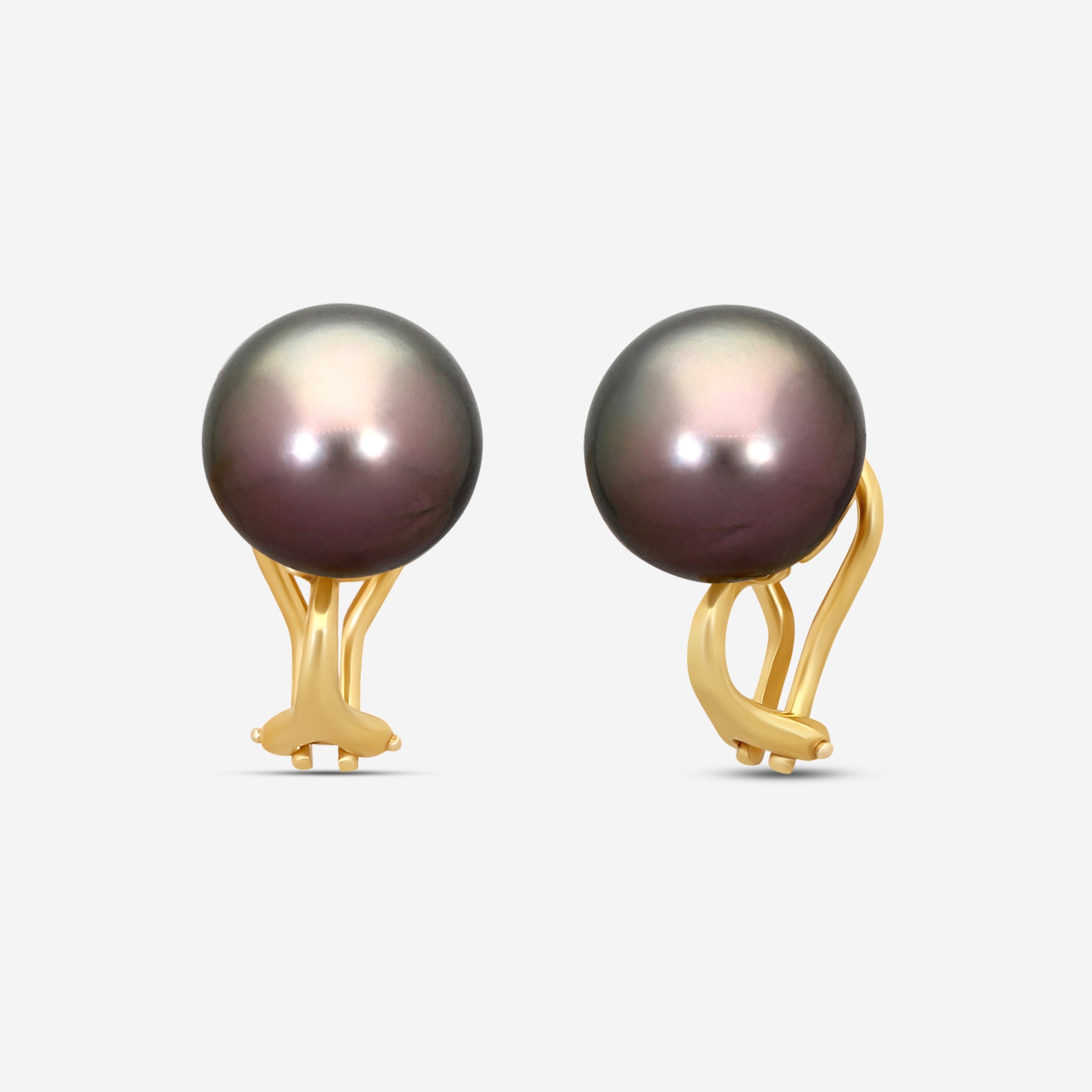 Assael 18K Yellow Gold Tahitian Cultured Pearl Clip Earrings E6945 — view 2