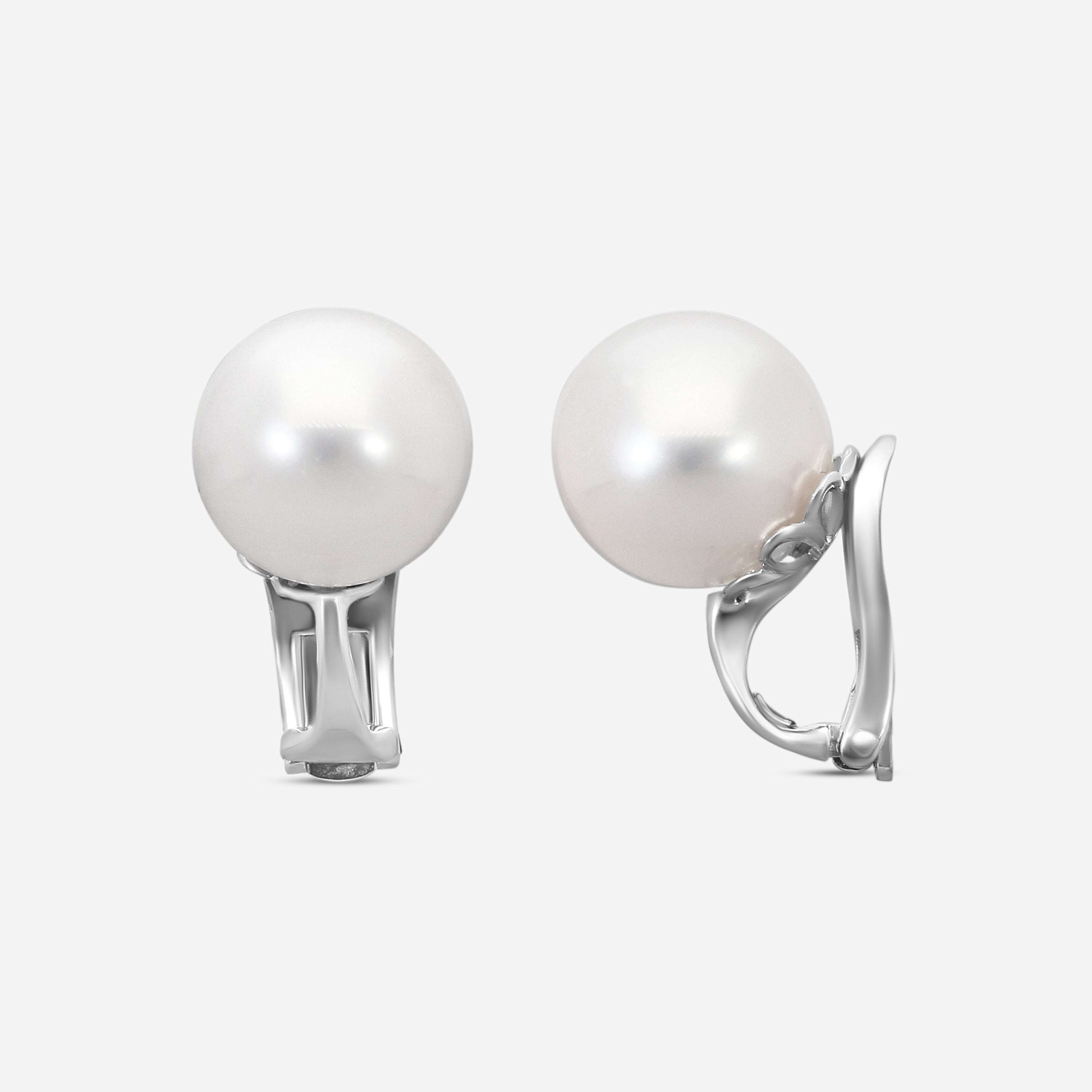 Assael 18K White Gold South Sea Cultured Pearl Clip Earrings E6580 — view 3