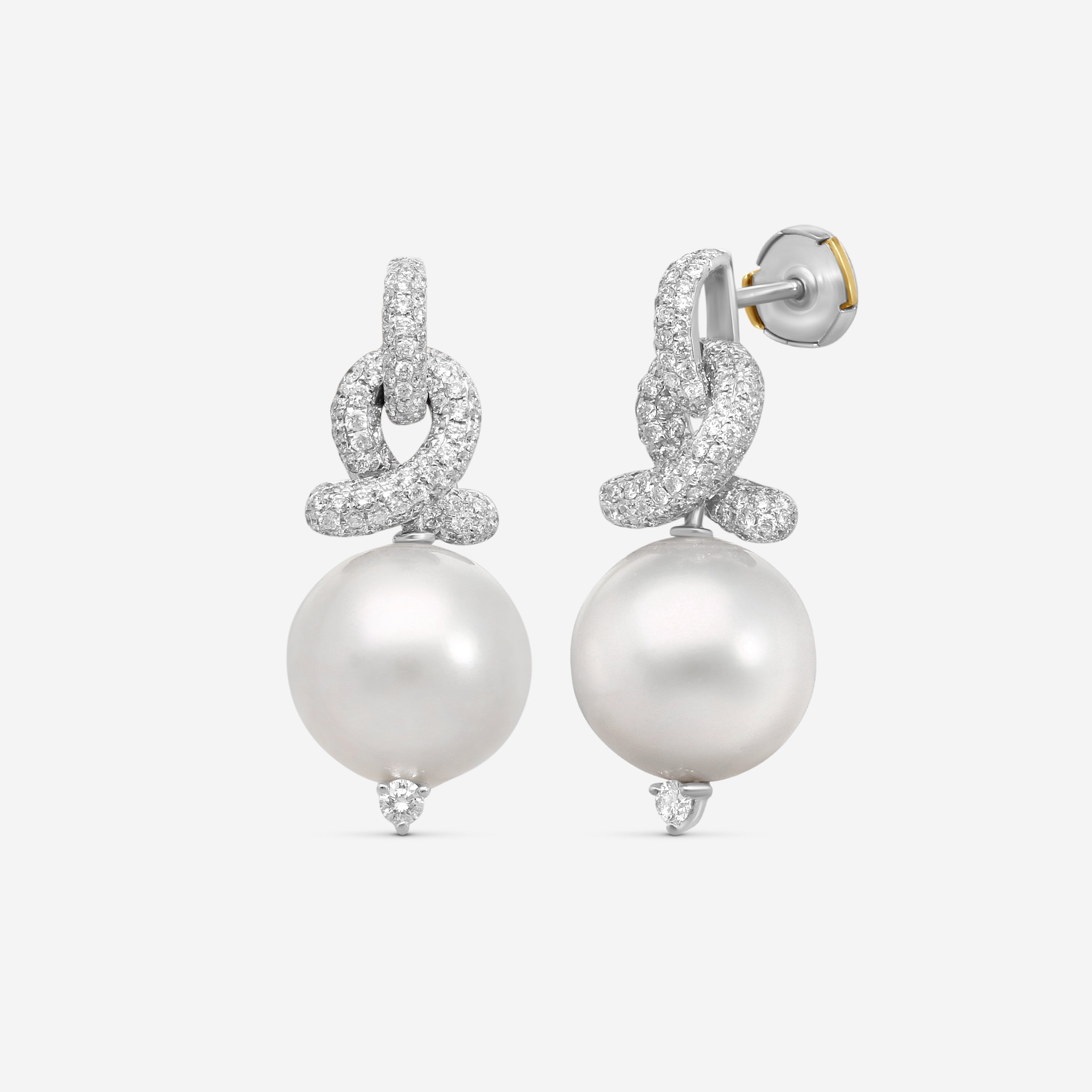 Assael 18K White Gold Diamond & South Sea Cultured Pearl Earrings E6727 — view 2