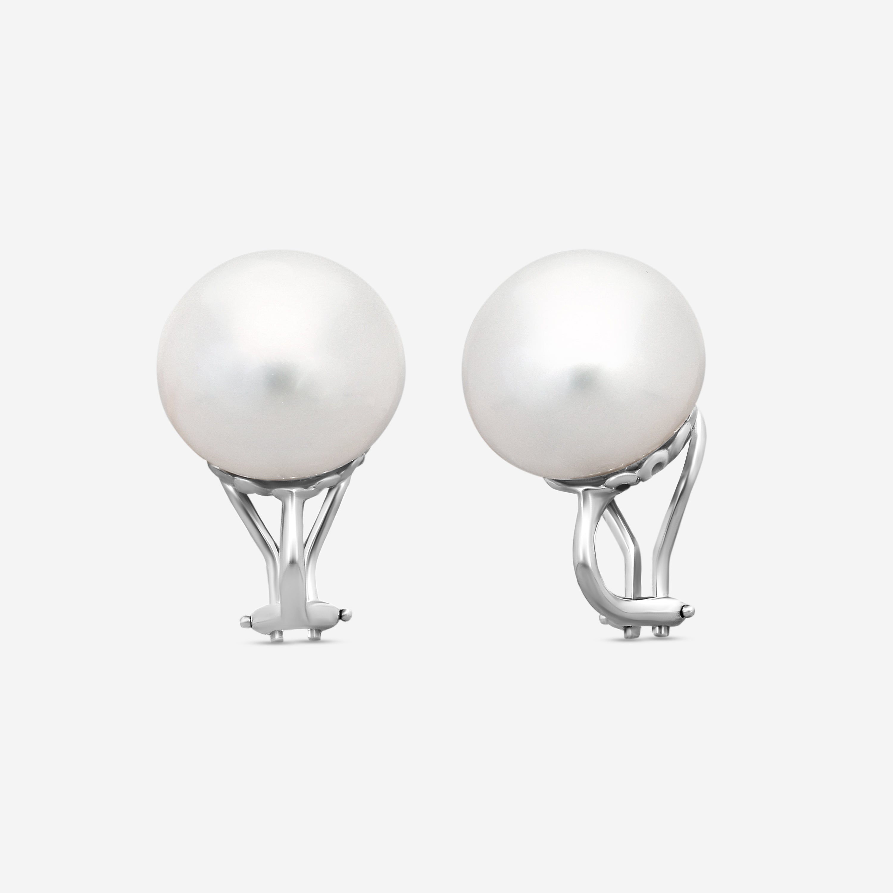 Assael 18K White Gold South Sea Cultured Pearl Clip Earrings E6558 — view 2