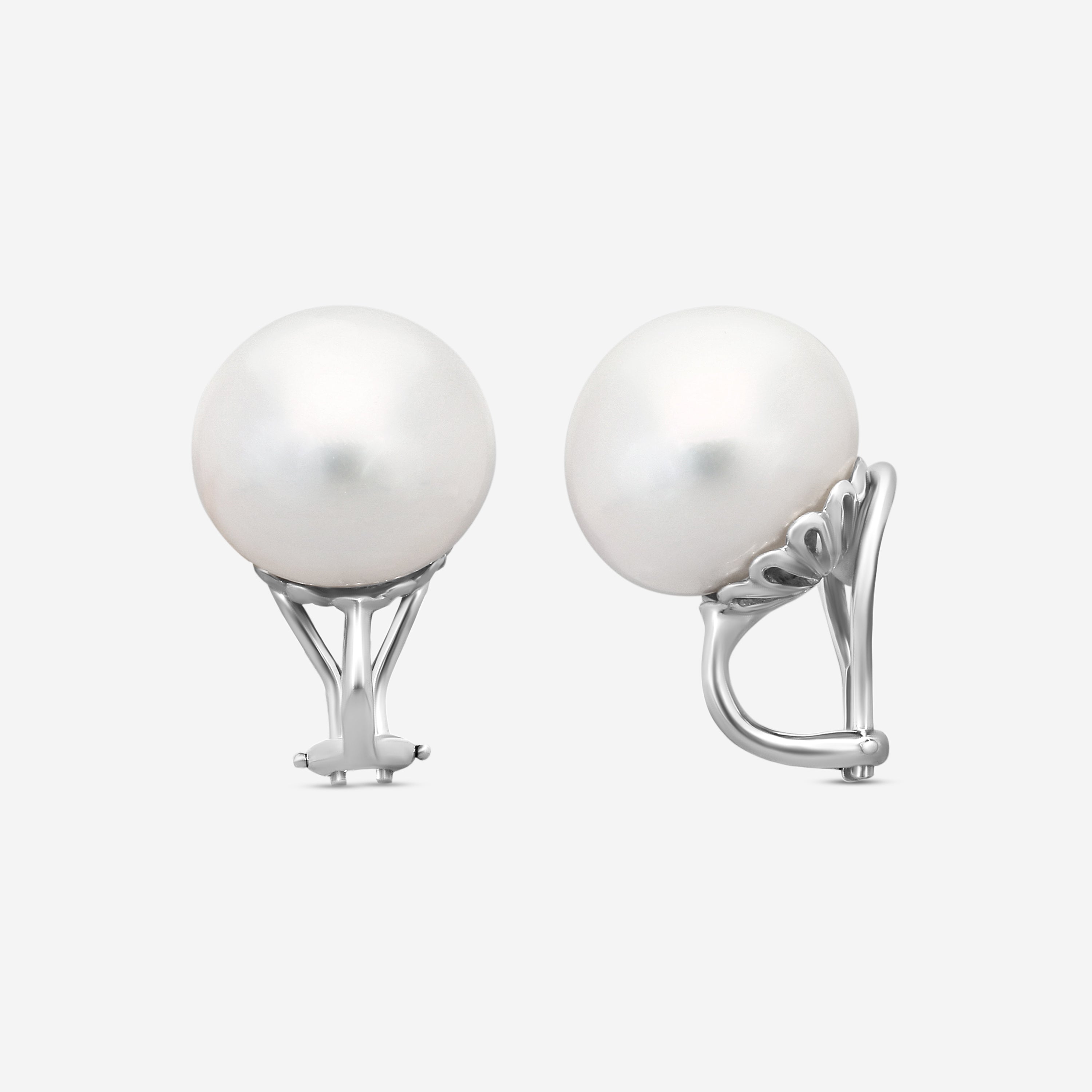 Assael 18K White Gold South Sea Cultured Pearl Clip Earrings E6558 — view 3