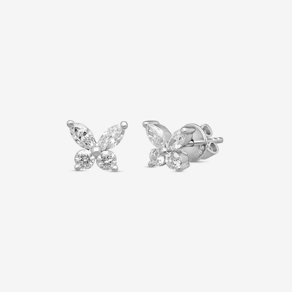 Ina Mar 14K White Gold Diamond Butterfly Stud Earrings ER25733-CS4WH — view 2