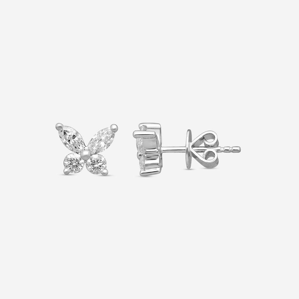 Ina Mar 14K White Gold Diamond Butterfly Stud Earrings ER25733-CS4WH — view 3