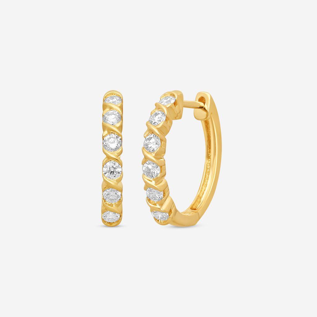 Ina Mar 14K Yellow Gold Round Diamond Hoop Earrings ER25735-CS4YH