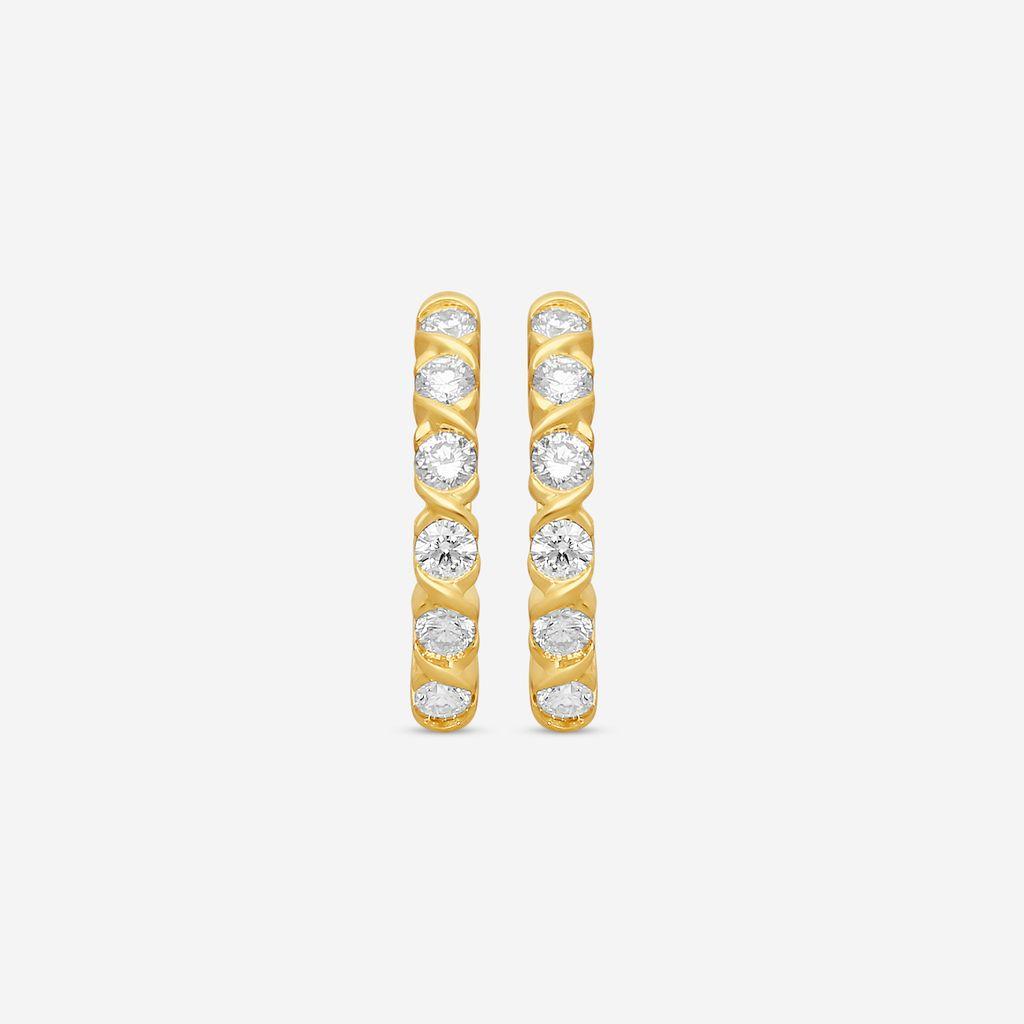 Ina Mar 14K Yellow Gold Round Diamond Hoop Earrings ER25735-CS4YH — view 2