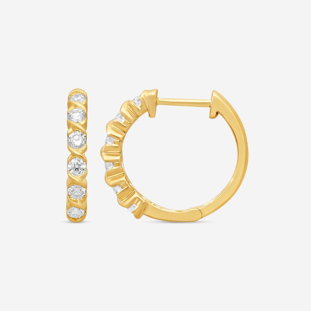 Ina Mar 14K Yellow Gold Round Diamond Hoop Earrings ER25735-CS4YH — view 3