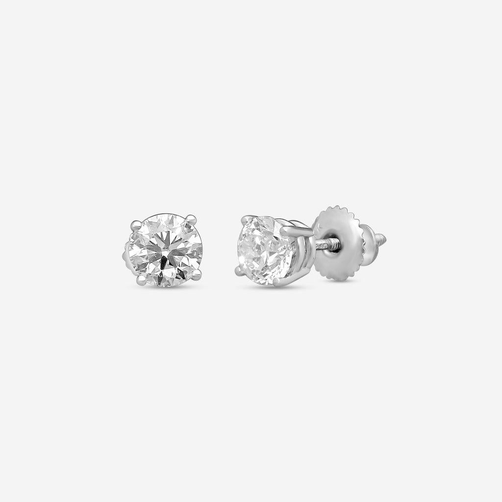 Ina Mar 14K White Gold 1.40 ctw Round Diamond Stud Earrings ER25144-CS4WH — view 2