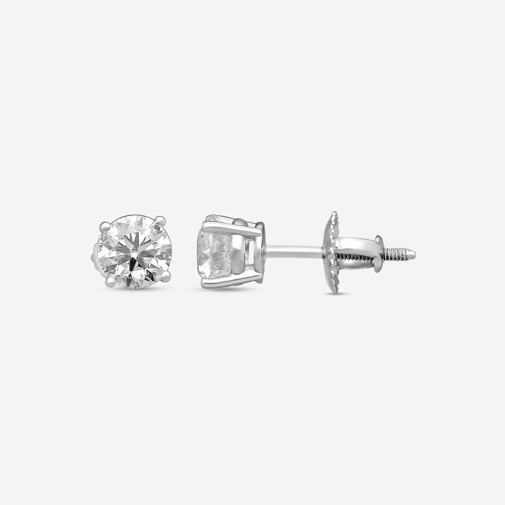 Ina Mar 14K White Gold 1.40 ctw Round Diamond Stud Earrings ER25144-CS4WH — view 3