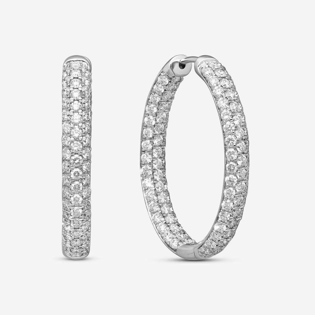 Ina Mar 14K White Gold 5.00 ctw Round Diamond Inside-Out Oval Hoop Earrings ER31897-CZ4WG