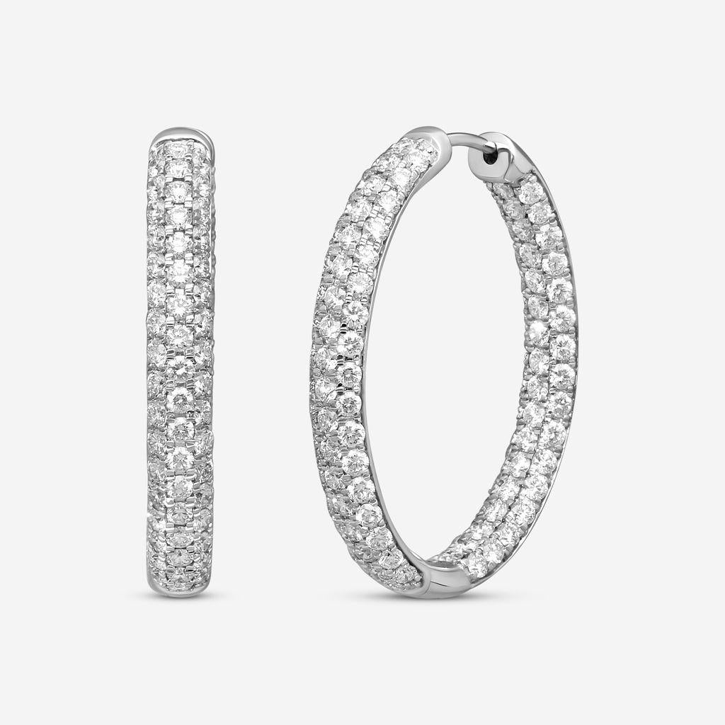 Ina Mar 14K White Gold 5.00 ctw Round Diamond Inside-Out Oval Hoop Earrings ER31897-CZ4WG — view 3
