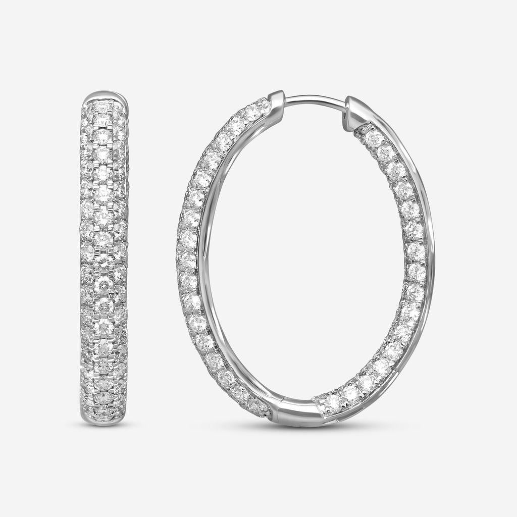 Ina Mar 14K White Gold 5.00 ctw Round Diamond Inside-Out Oval Hoop Earrings ER31897-CZ4WG — view 4