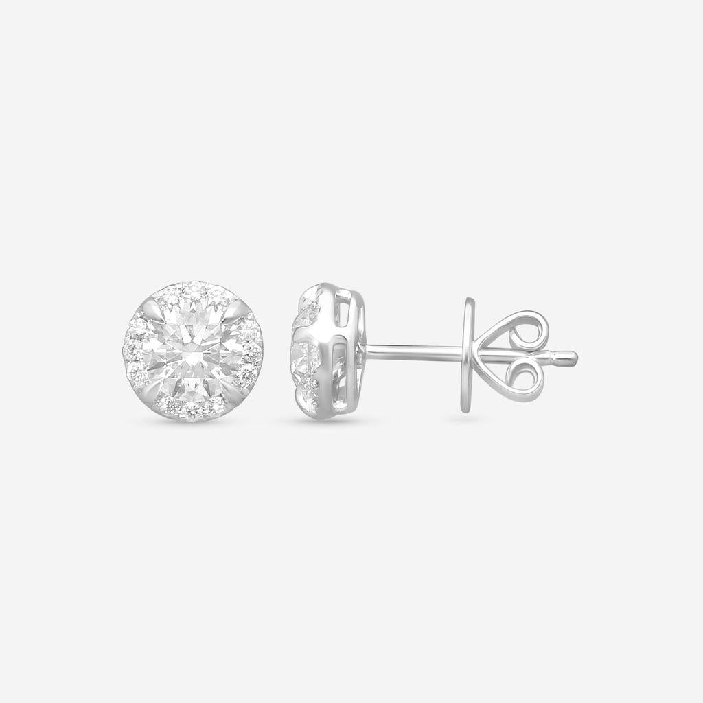 Ina Mar 14K White Gold 1.00ctw Round Diamond Stud Earrings ER36829-CZ4WH — view 3
