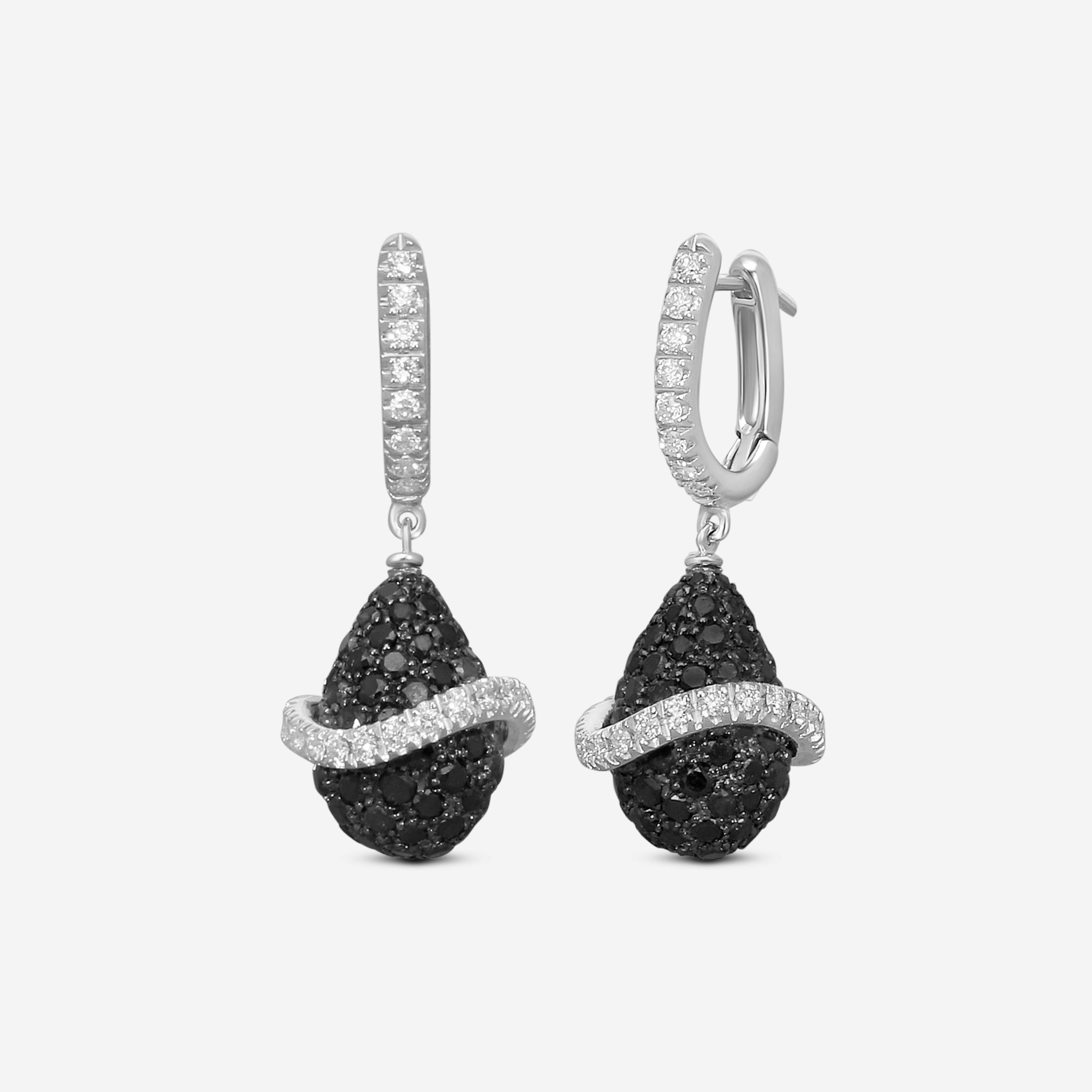 Zydo 18K White Gold, Black and White Diamond Drop Earrings 43162 — view 2