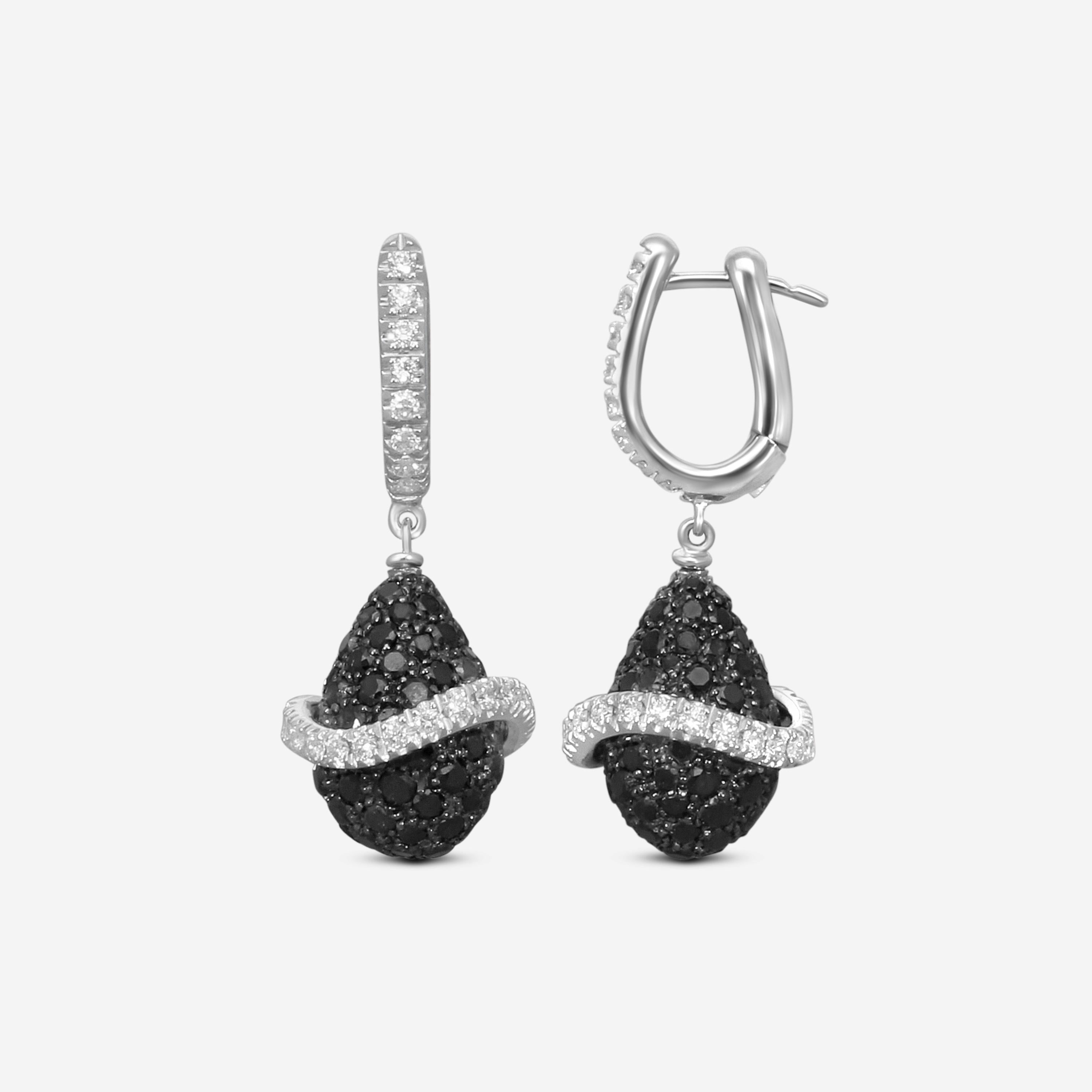 Zydo 18K White Gold, Black and White Diamond Drop Earrings 43162 — view 3