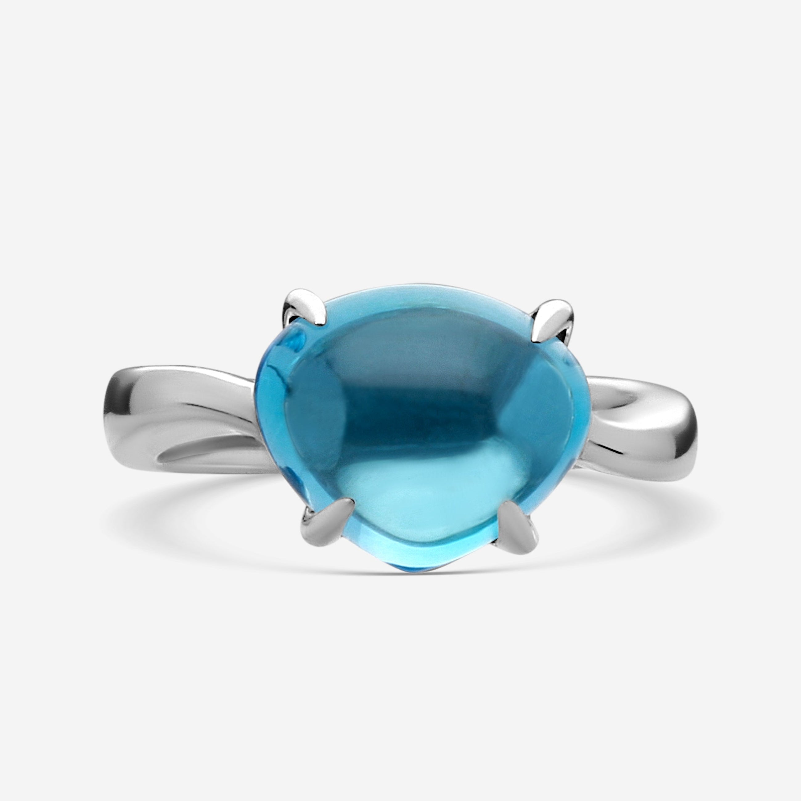 Bulgari Sassi 18K White Gold Blue Topaz Ring Sz. 5 346937