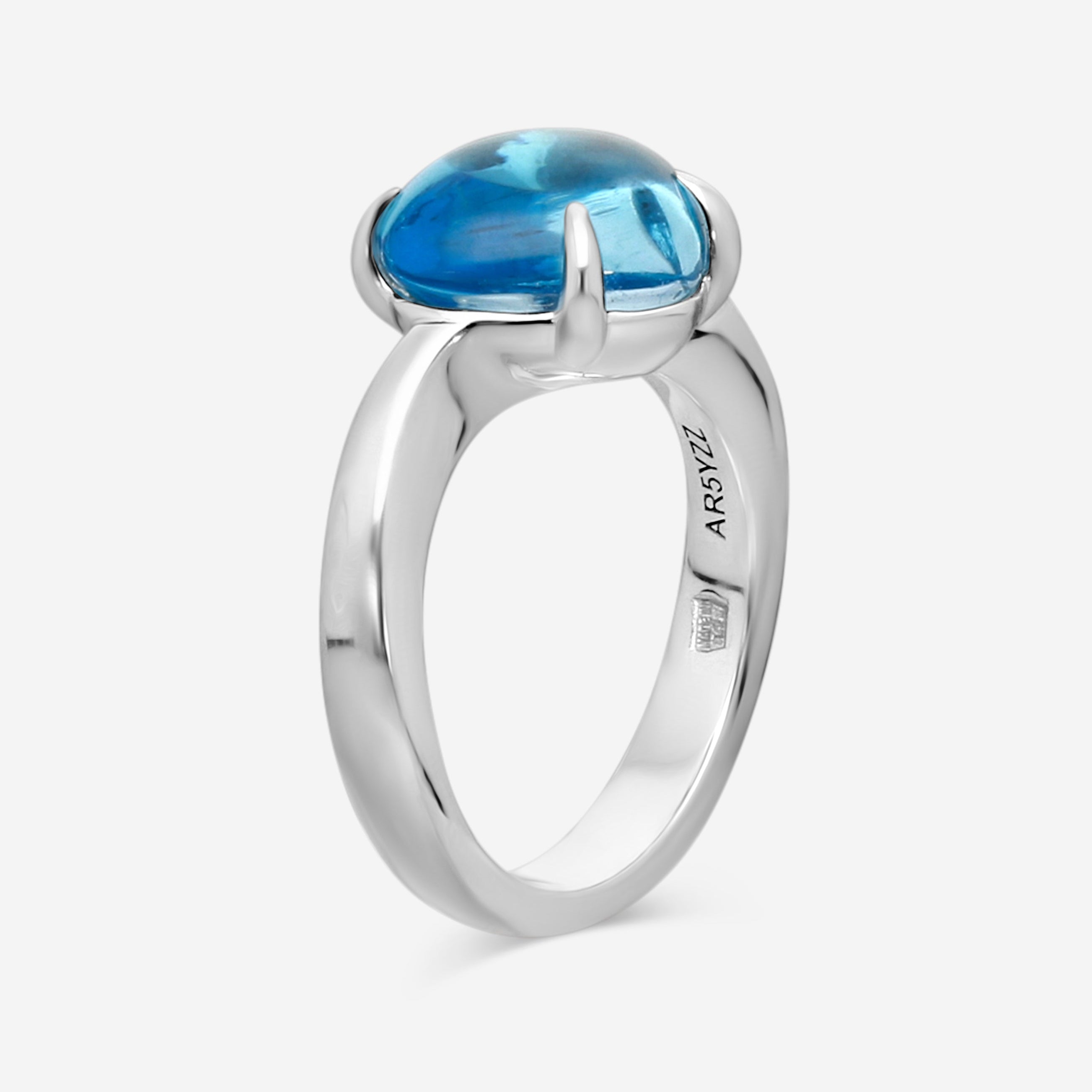 Bulgari Sassi 18K White Gold Blue Topaz Ring Sz. 5 346937 — view 2