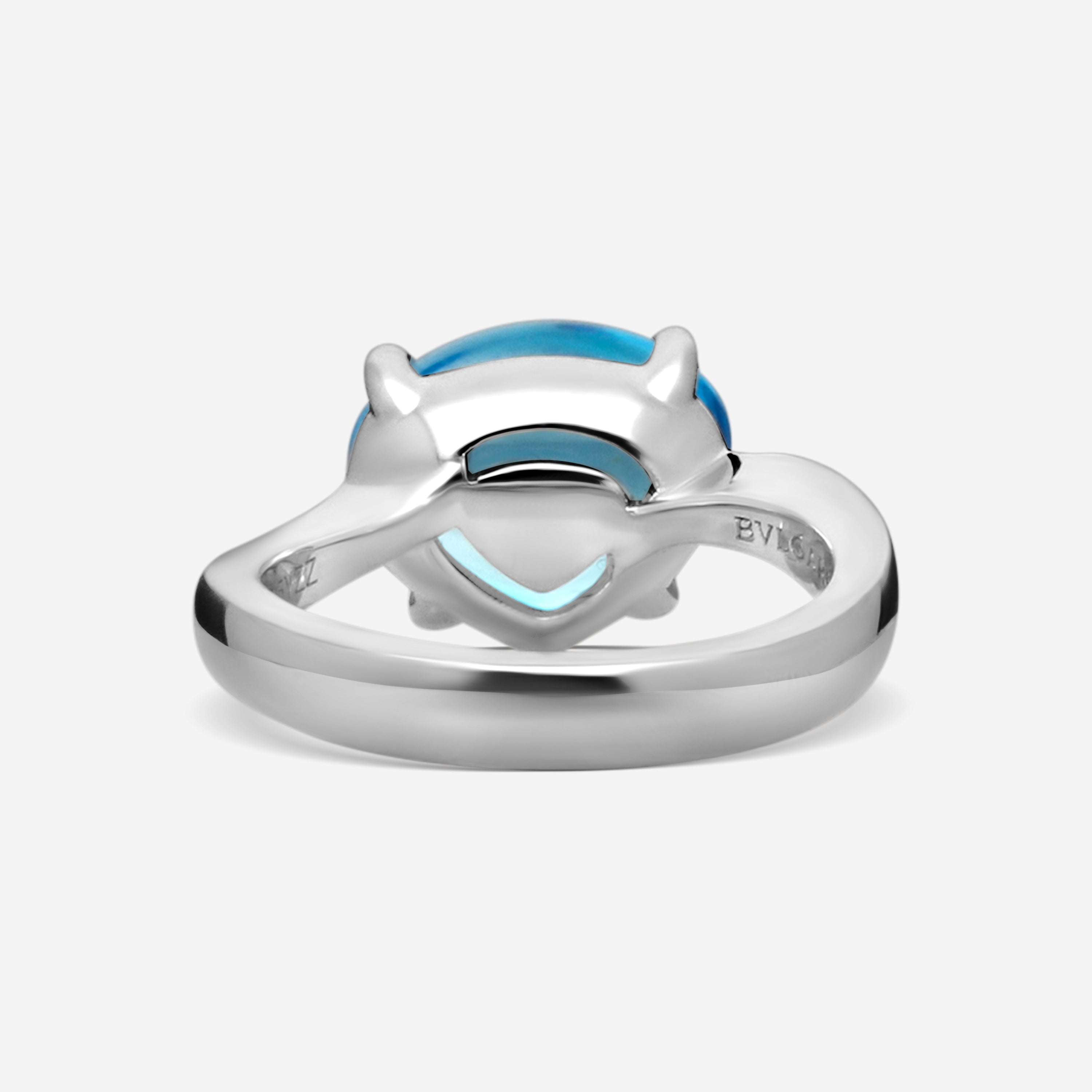 Bulgari Sassi 18K White Gold Blue Topaz Ring Sz. 5 346937 — view 3