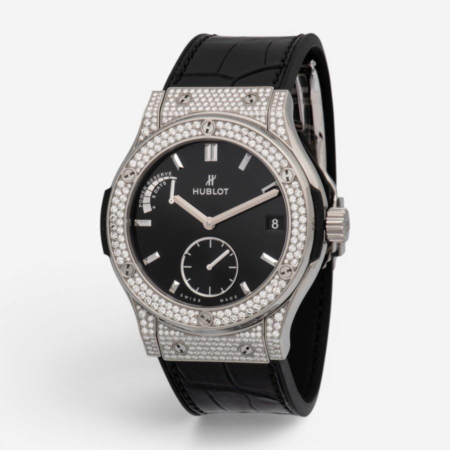 Hublot Classic Fusion Power Reserve Titanium Diamond Manual Wind Men's Watch 516