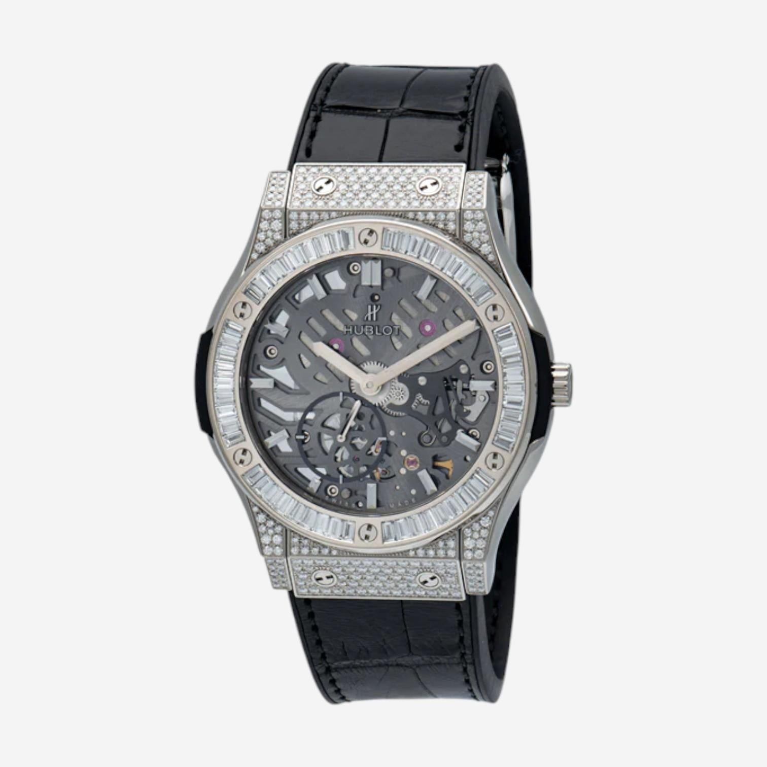 Hublot Classic Fusion Classico Ultra Thin Diamond Titanium Manual Wind Men's Watch 545.N