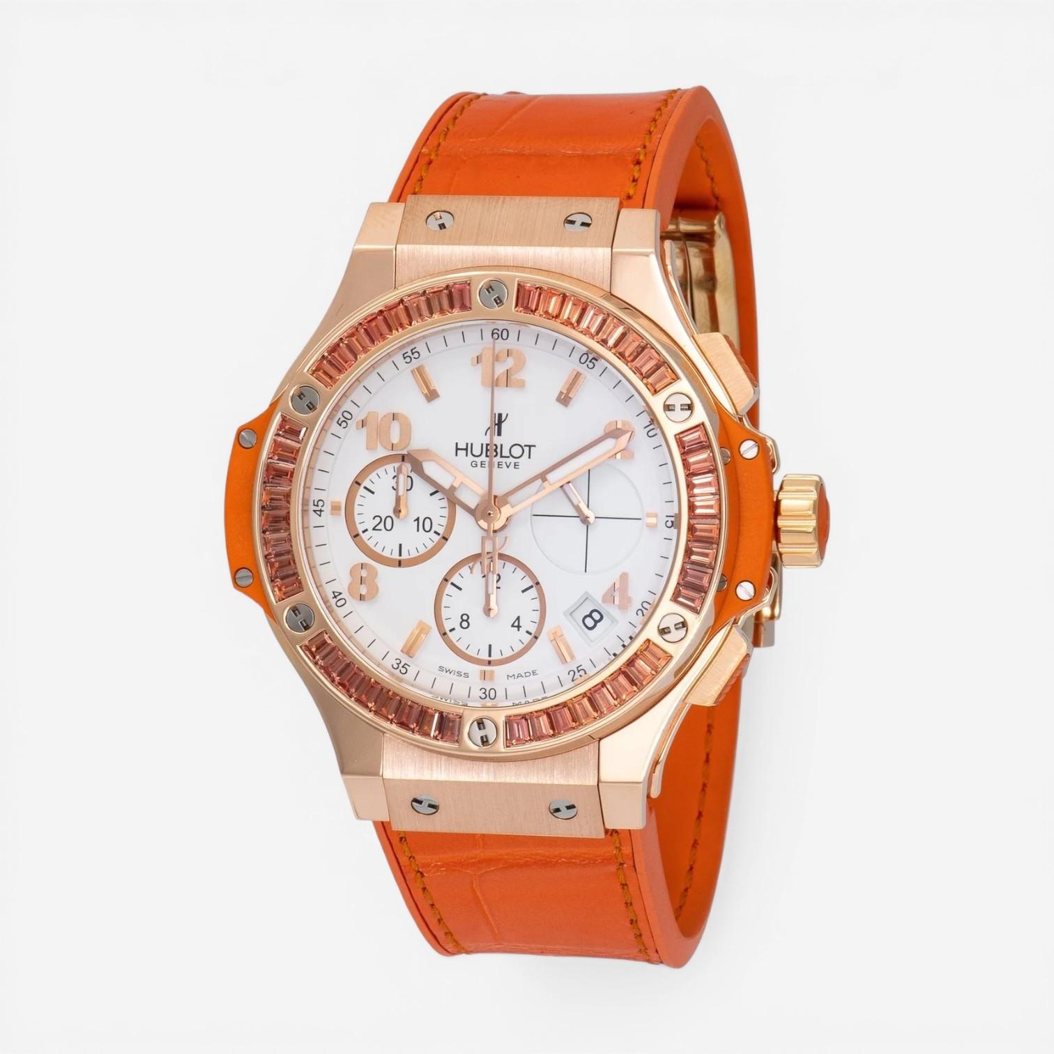 Hublot Big Bang Tutti Frutti Chrono 18K Rose Gold Orange Sapphire Automatic Ladies Watch 341.PO.2010.LR