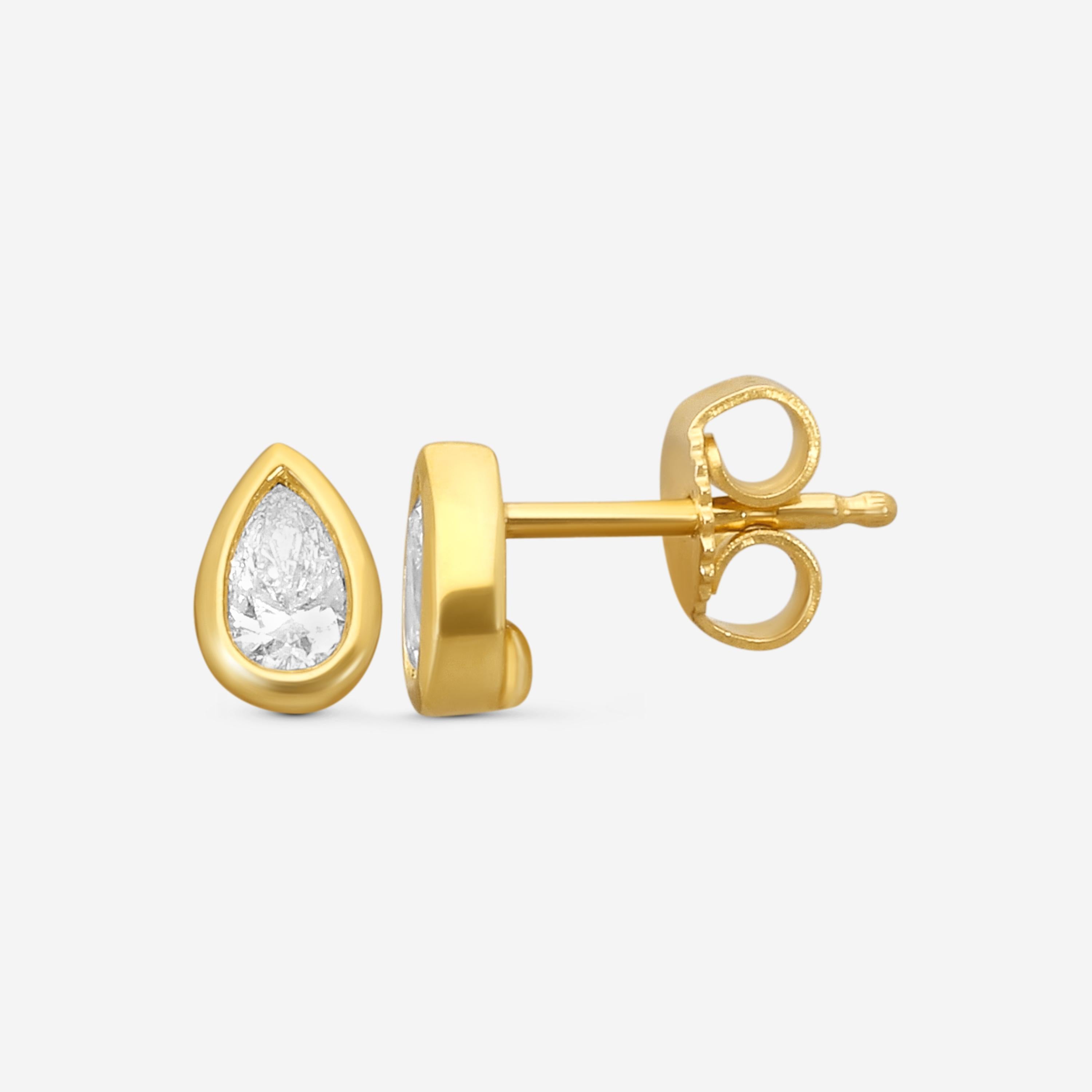 Roberto Coin 18K Yellow Gold Diamond Pearshape Stud Earrings 111433AYERX0 — view 3