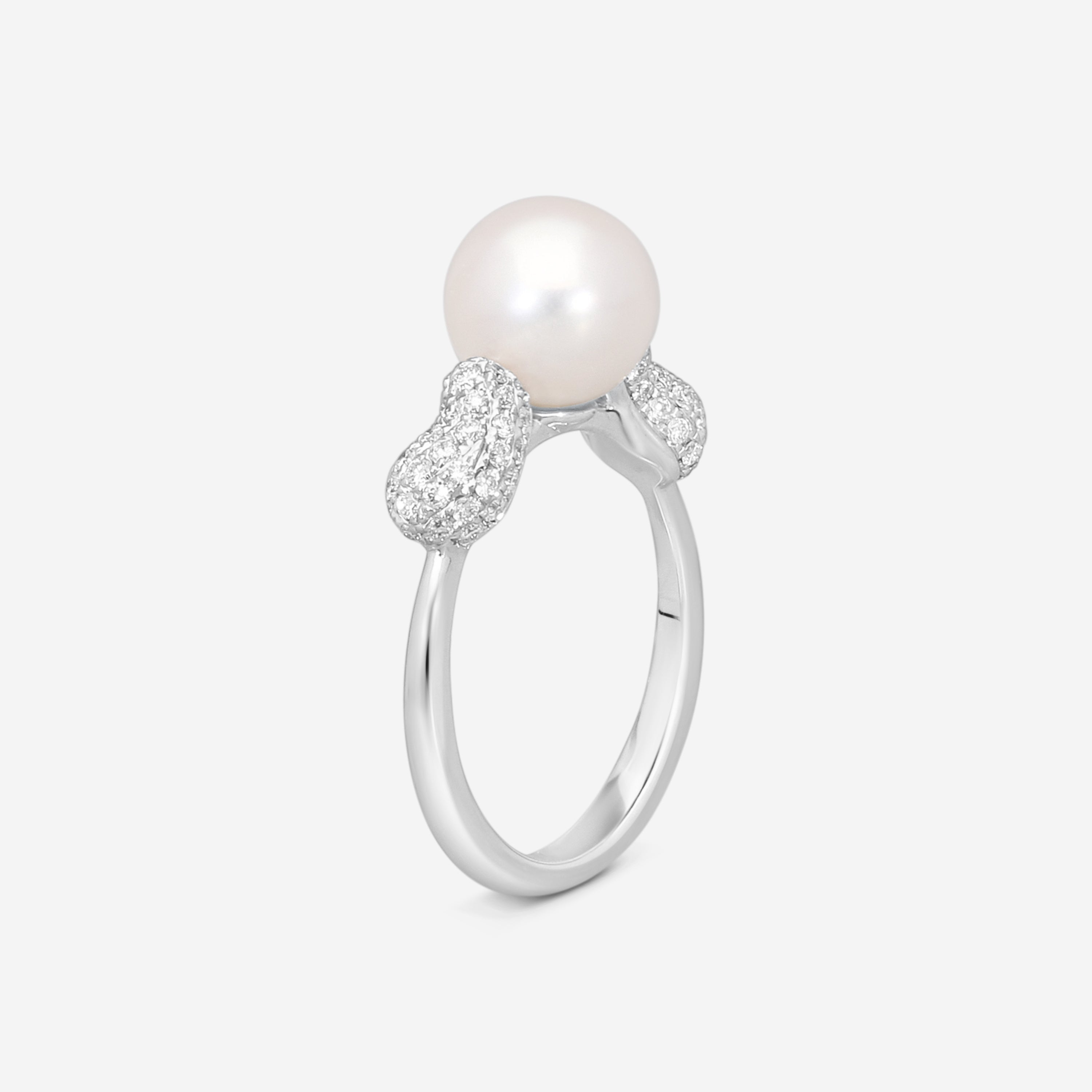 Assael 18K White Gold Diamond & Akoya Cultured Pearl Ring Sz. 6 R4273 — view 2