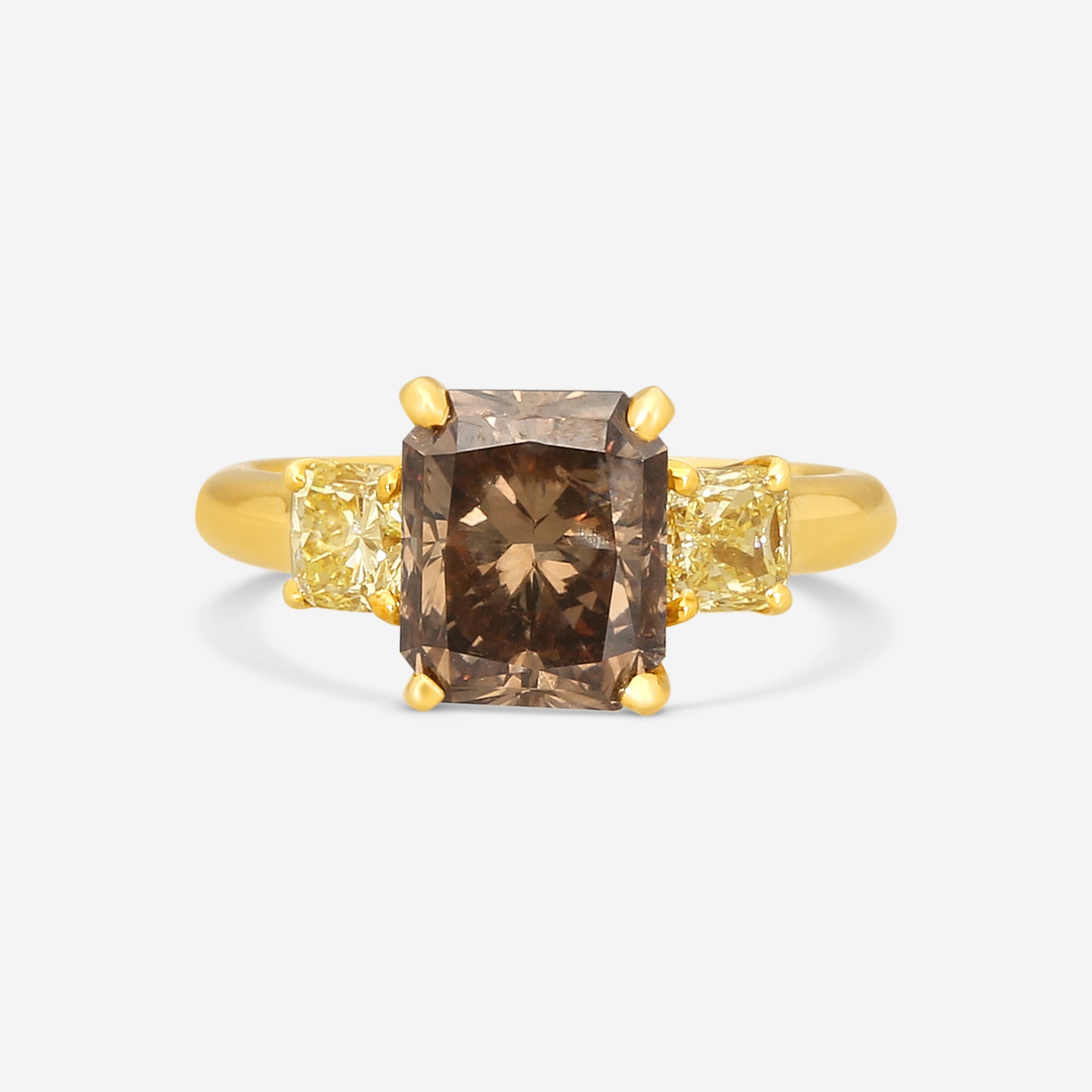 Assael 18K Yellow Gold Brown & Yellow Diamond Statement Ring Sz. 6 R2948