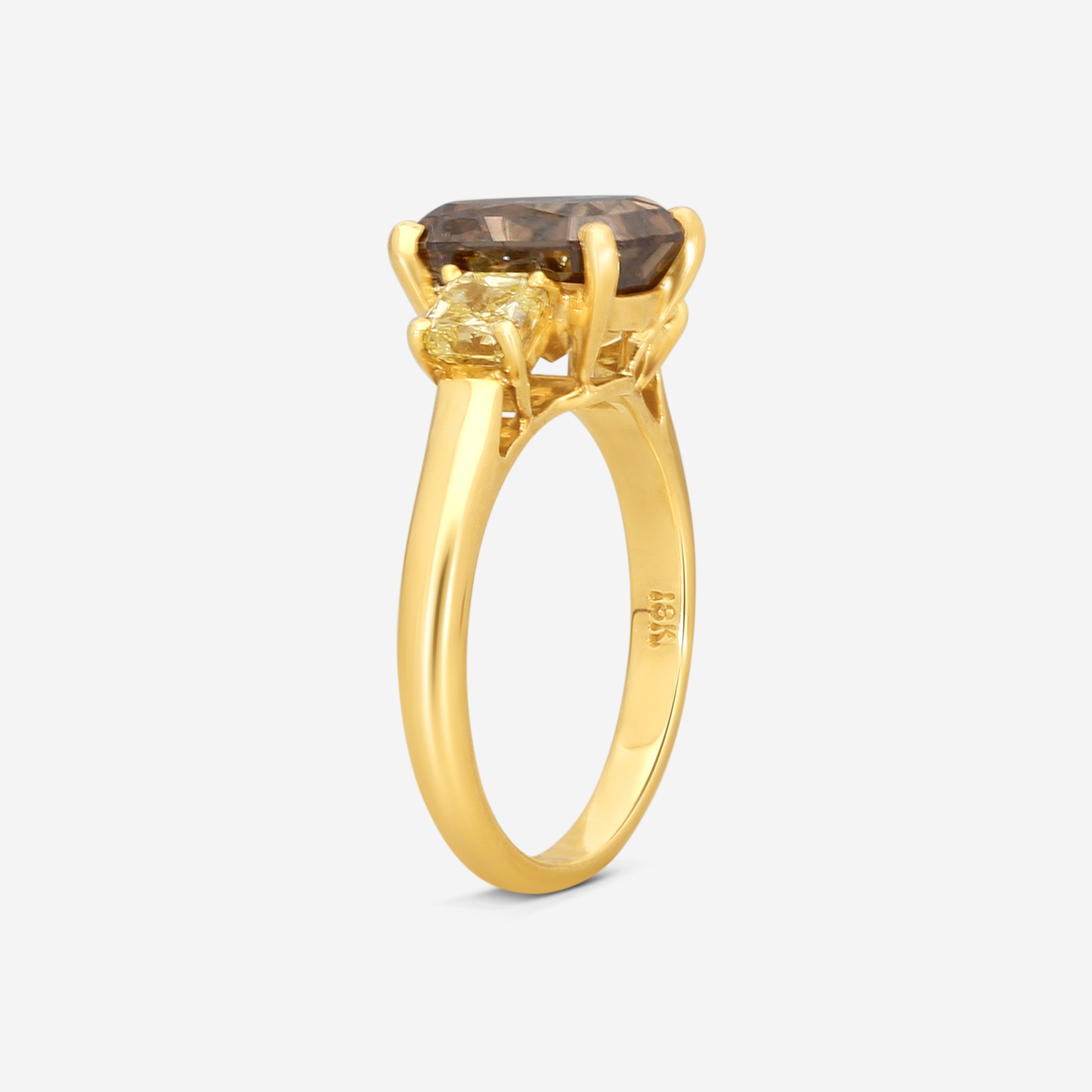 Assael 18K Yellow Gold Brown & Yellow Diamond Statement Ring Sz. 6 R2948 — view 2