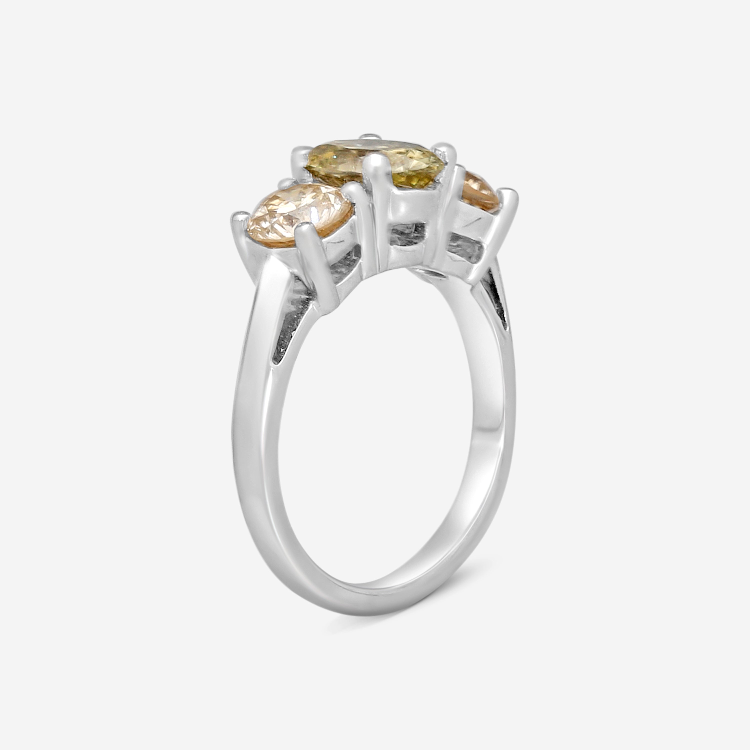 Assael 18K White Gold Fancy Green & Brown Diamond Ring Sz. 6 R2755 — view 2