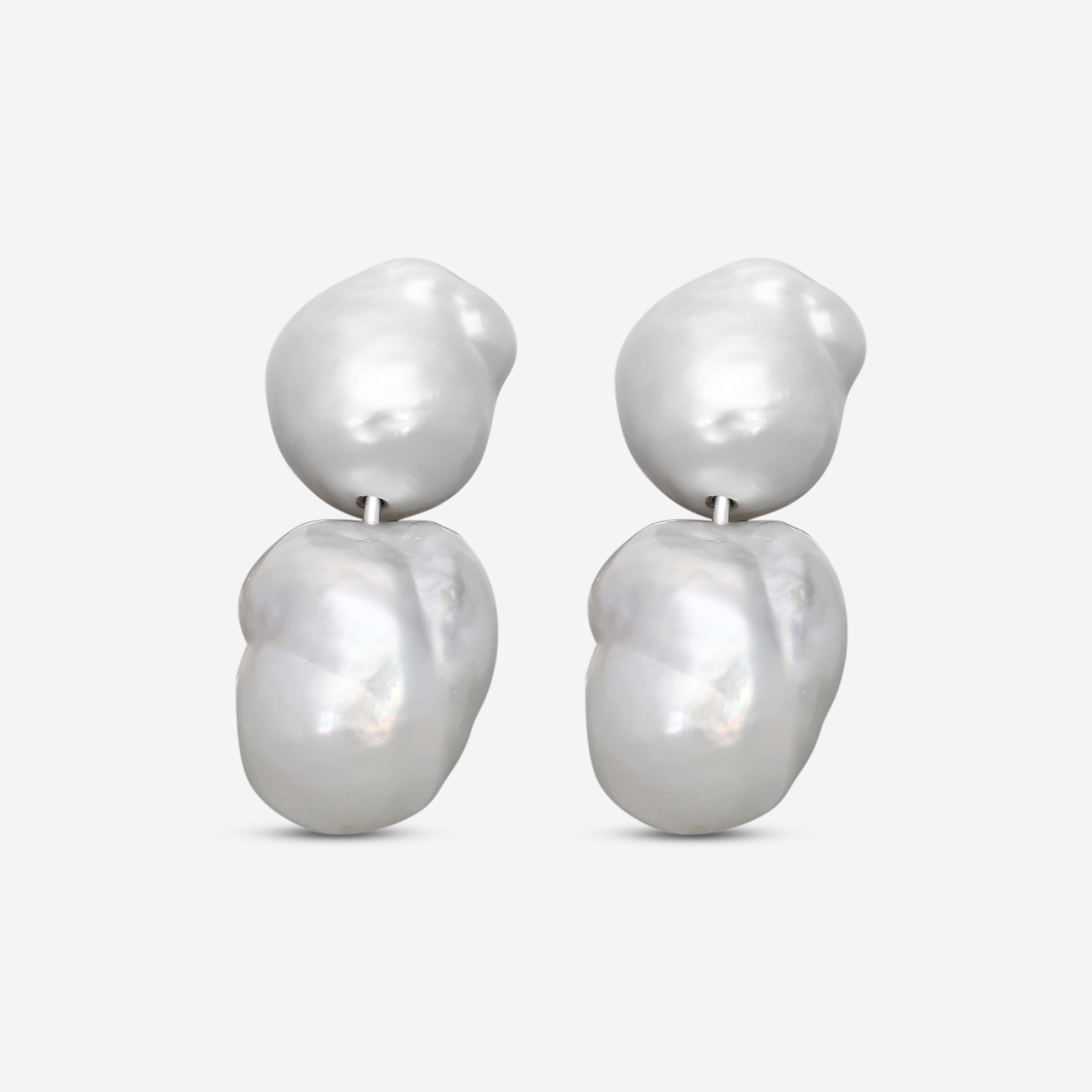 Assael Platinum South Sea Cultured Baroque Pearl Connector Earrings EPC-WSSB0000