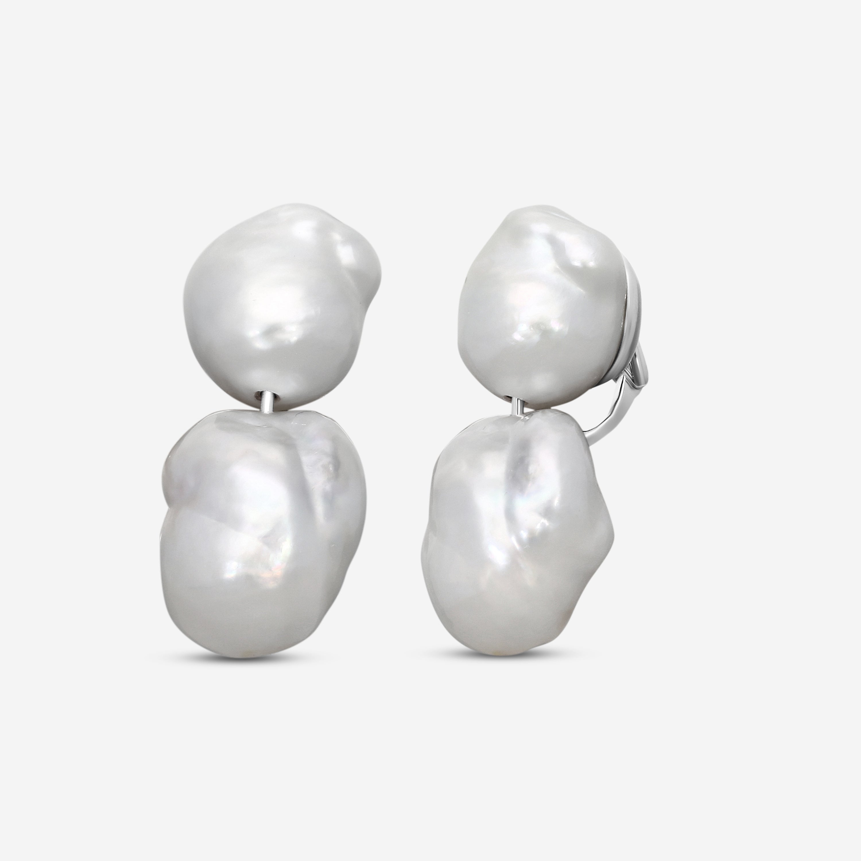 Assael Platinum South Sea Cultured Baroque Pearl Connector Earrings EPC-WSSB0000 — view 2