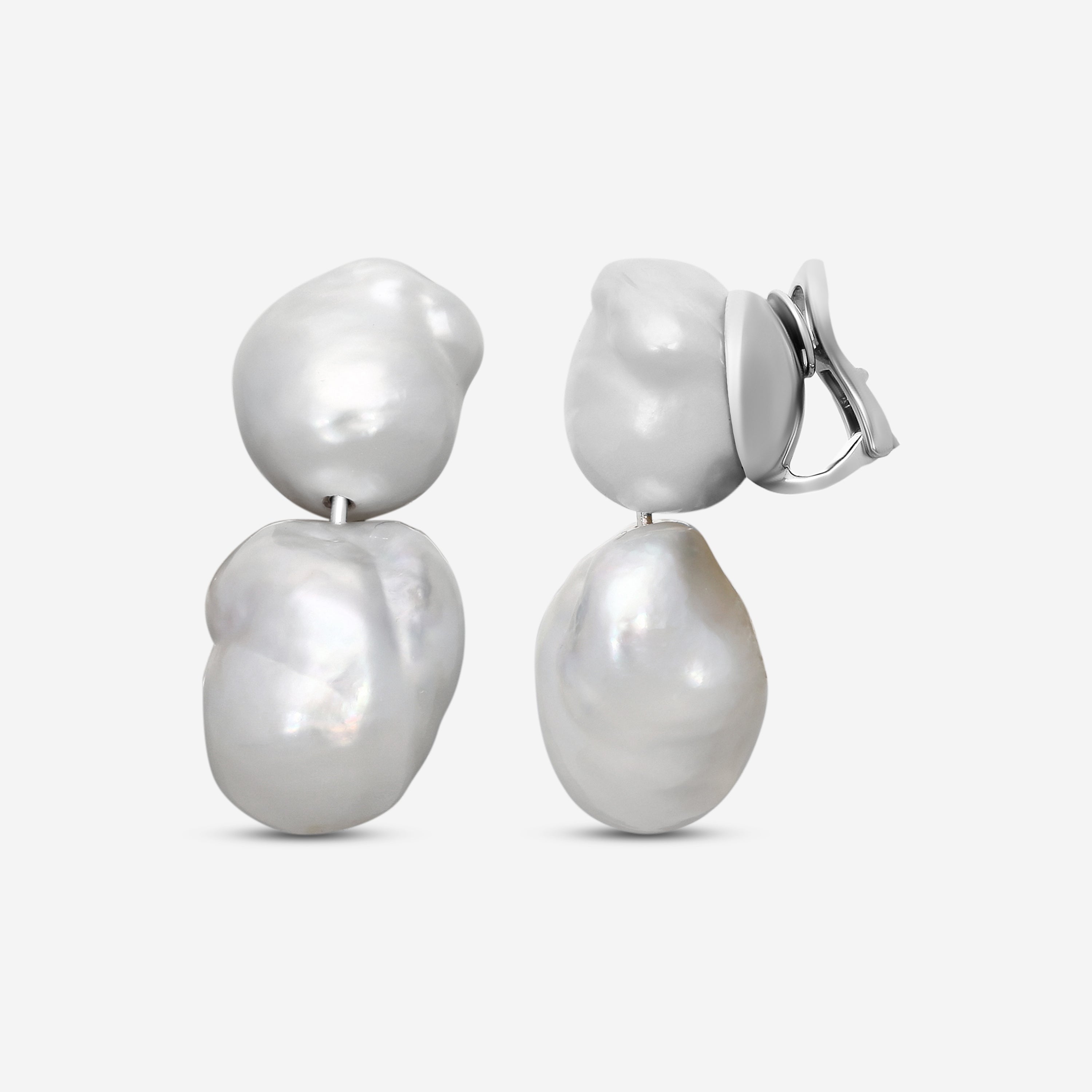Assael Platinum South Sea Cultured Baroque Pearl Connector Earrings EPC-WSSB0000 — view 3