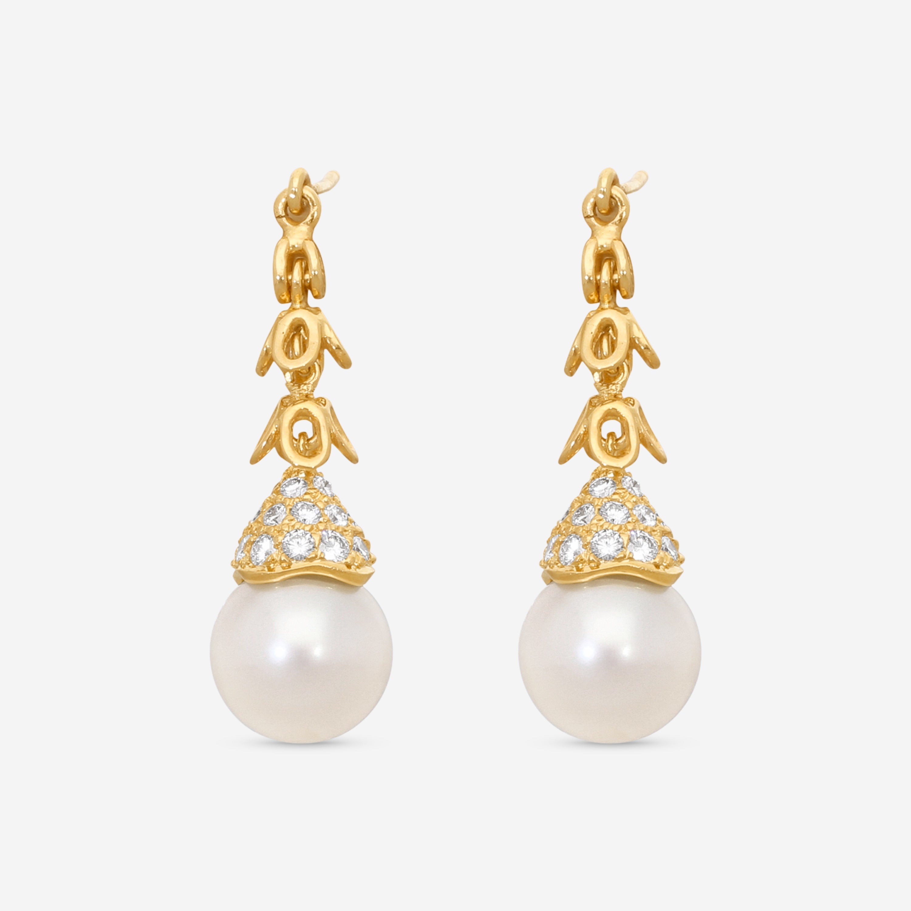 Assael 18K Yellow Gold Diamond & Freshwater Pearl Drop Earrings E2820