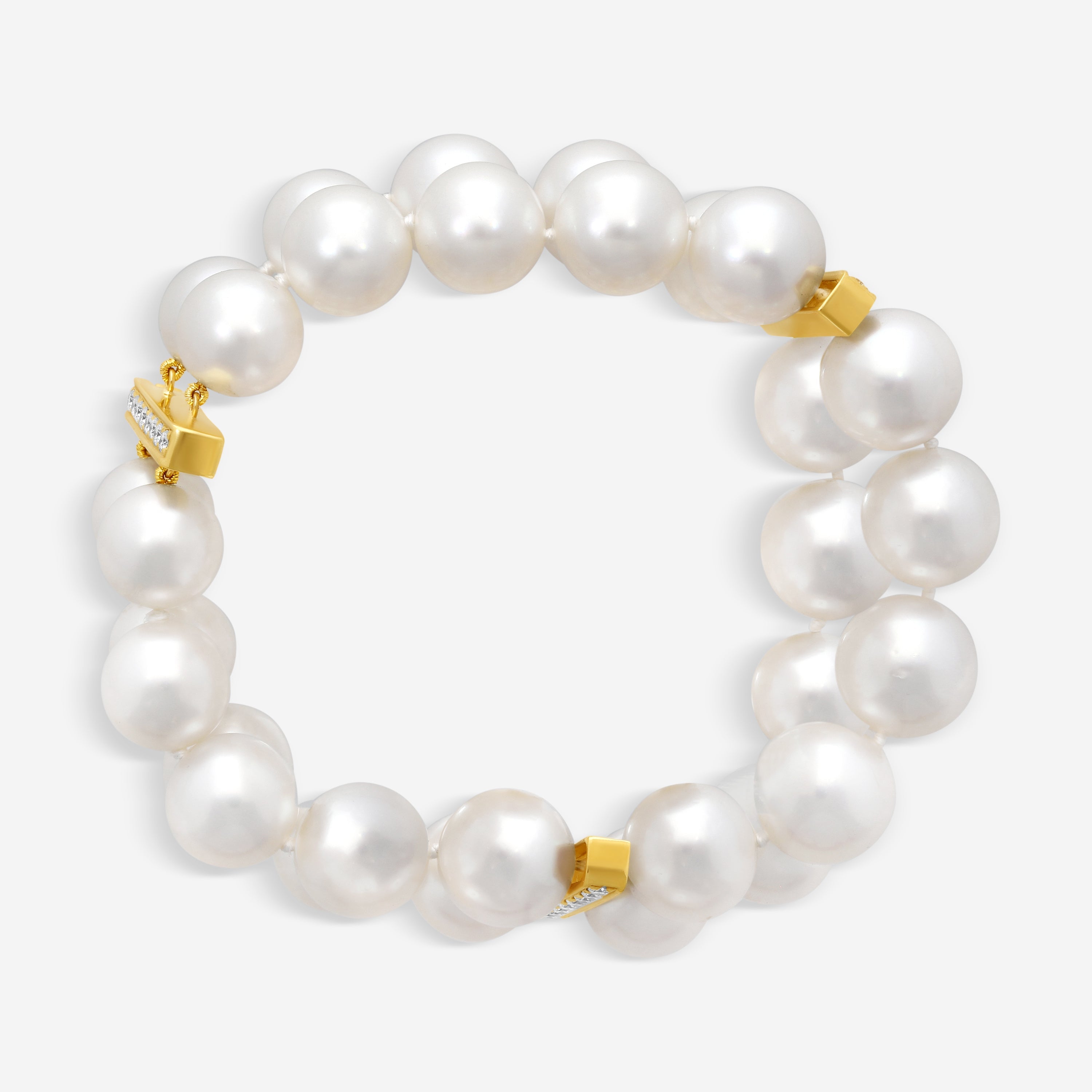 Assael 18K Yellow Gold Diamond & South Sea Cultured Pearl Bracelet B1655 — view 4