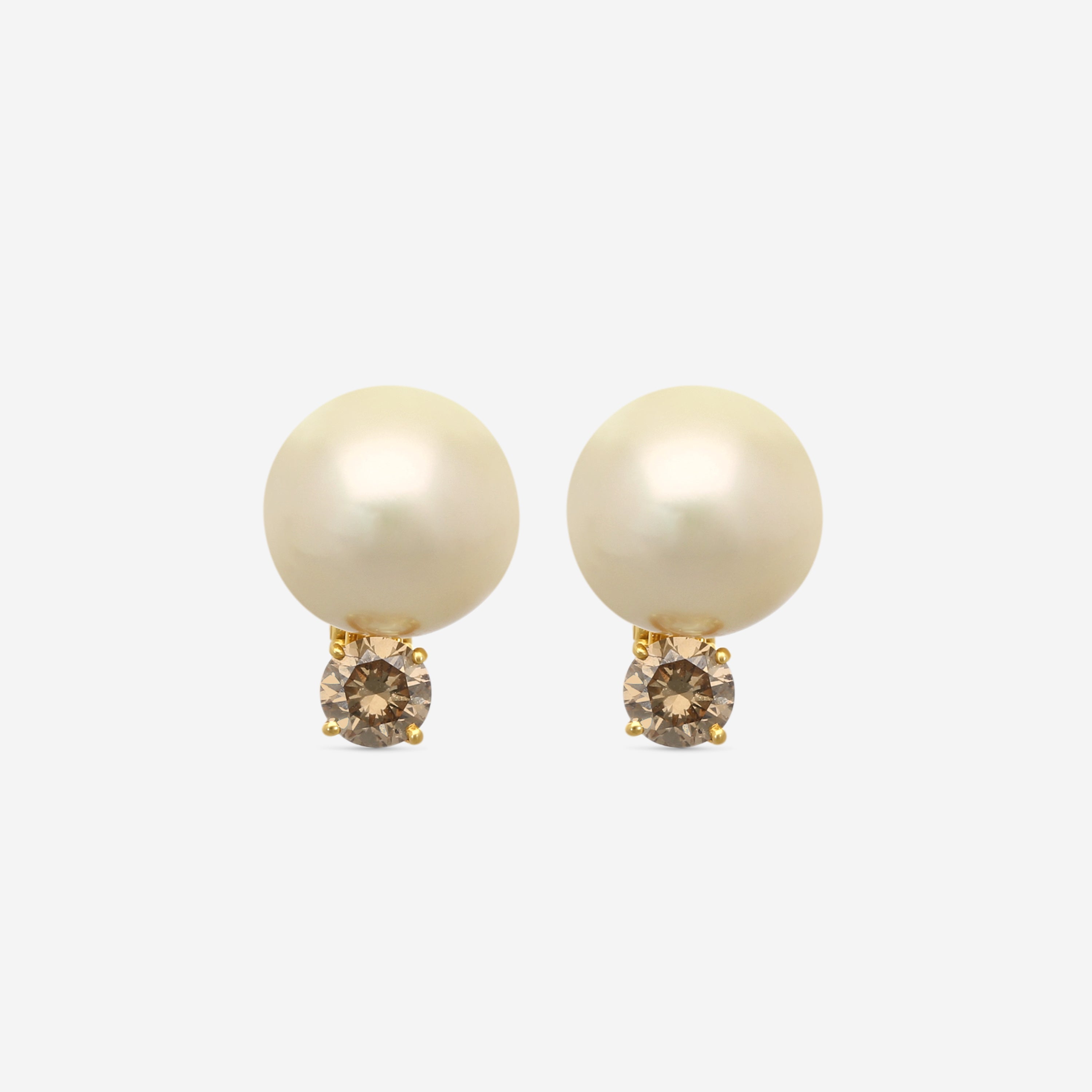 Assael 18K Yellow Gold Diamond & Golden South Sea Cultured Pearl Earrings E5480