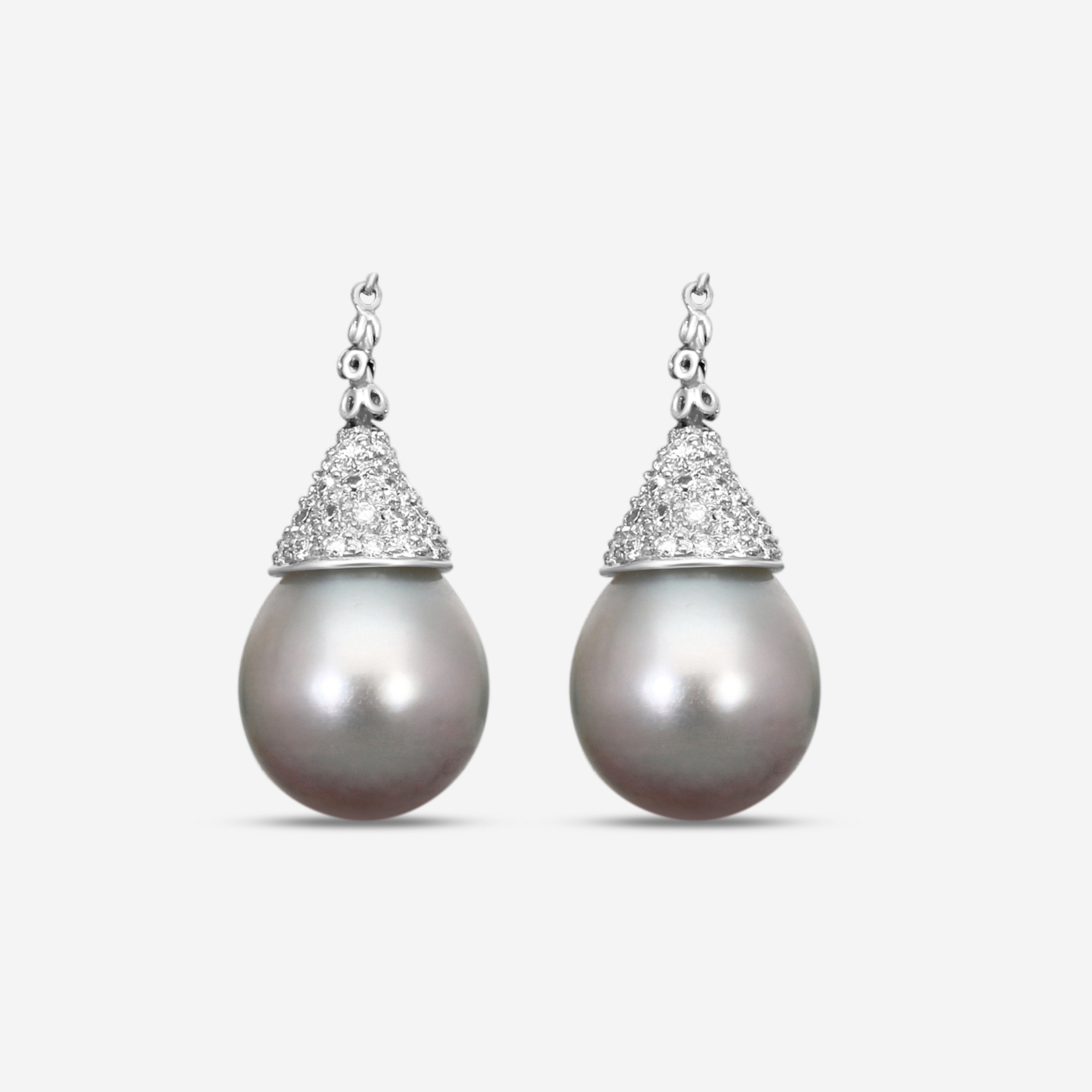 Assael 18K White Gold Diamond & Tahitian Cultured Pearl Drop Earrings E4485