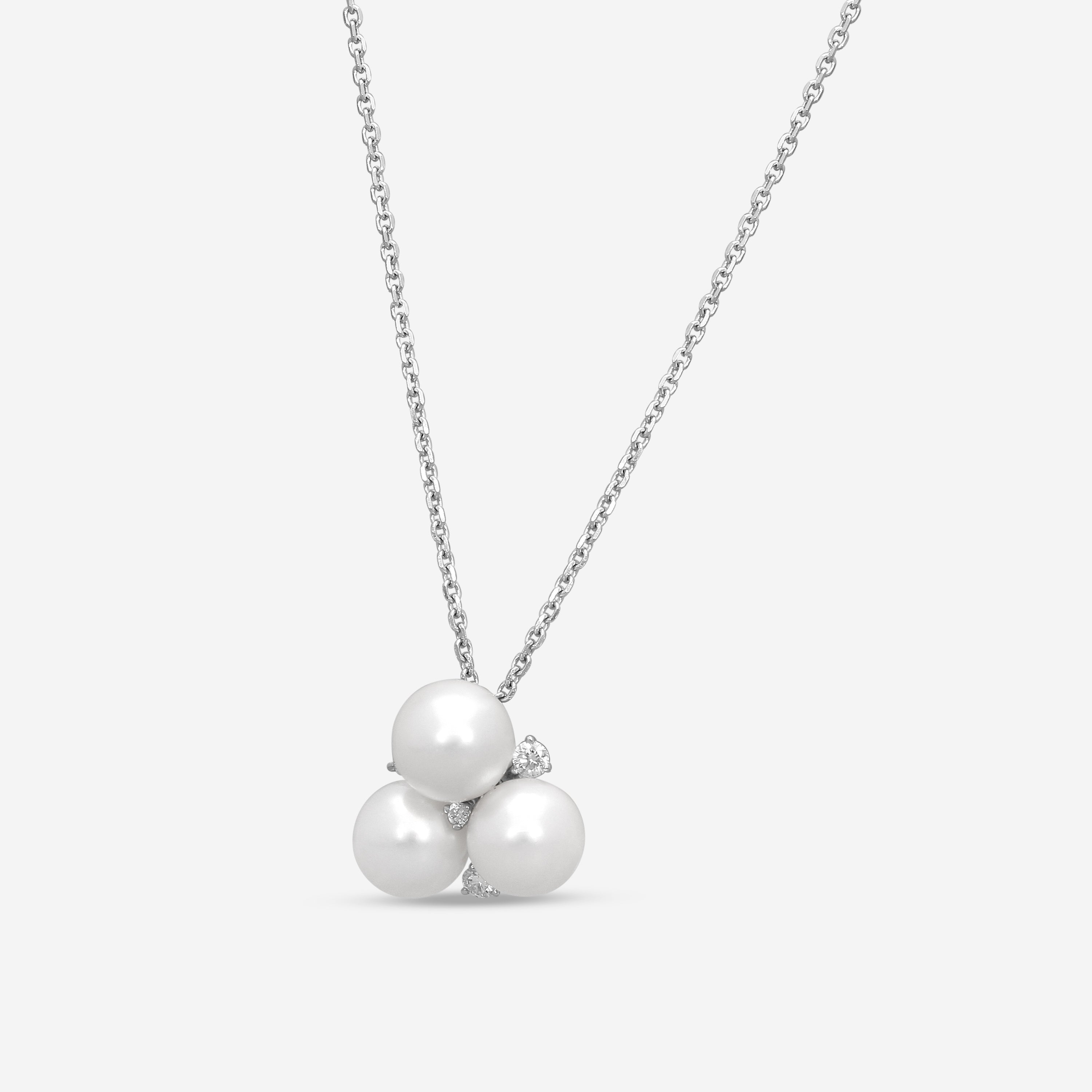 Assael 18K White Gold Diamond & Akoya Cultured Pearl Pendant Necklace P3690 — view 2