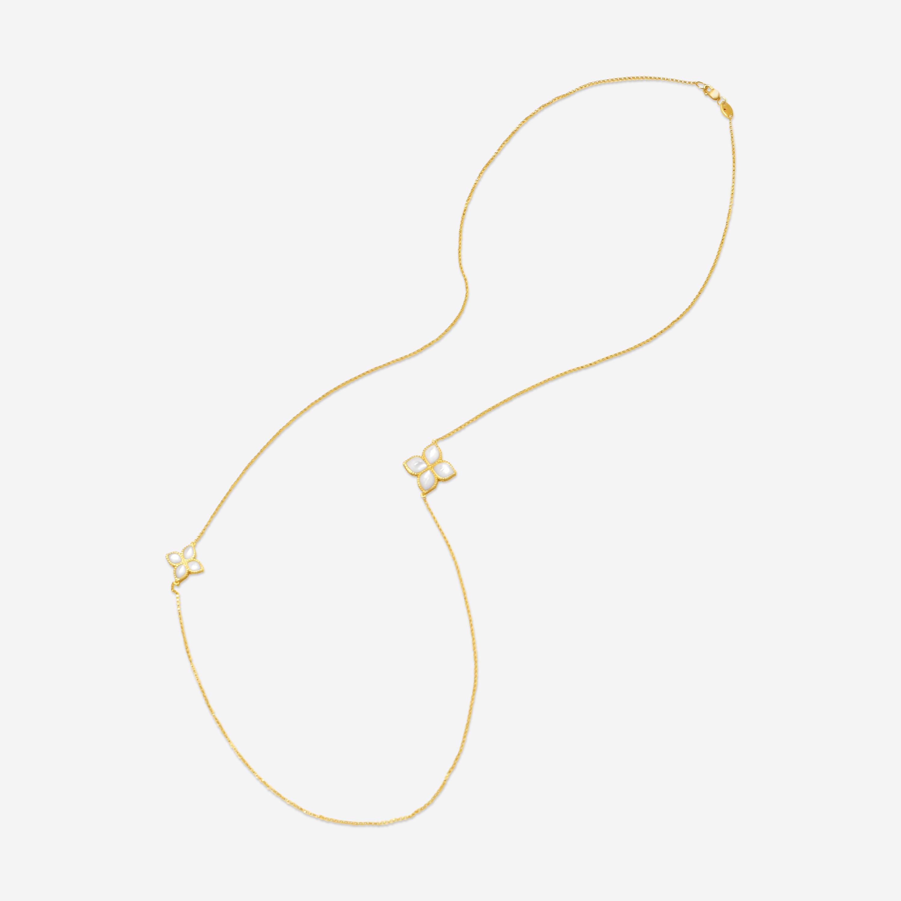Roberto Coin Venetian Princess 18K Yellow Gold Diamond & Mother of Pearl Station Necklace 8882462AY