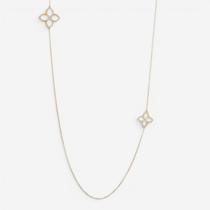 Roberto Coin Venetian Princess 18K Yellow Gold Diamond & Mother of Pearl Station Necklace 8882462AY — view 2