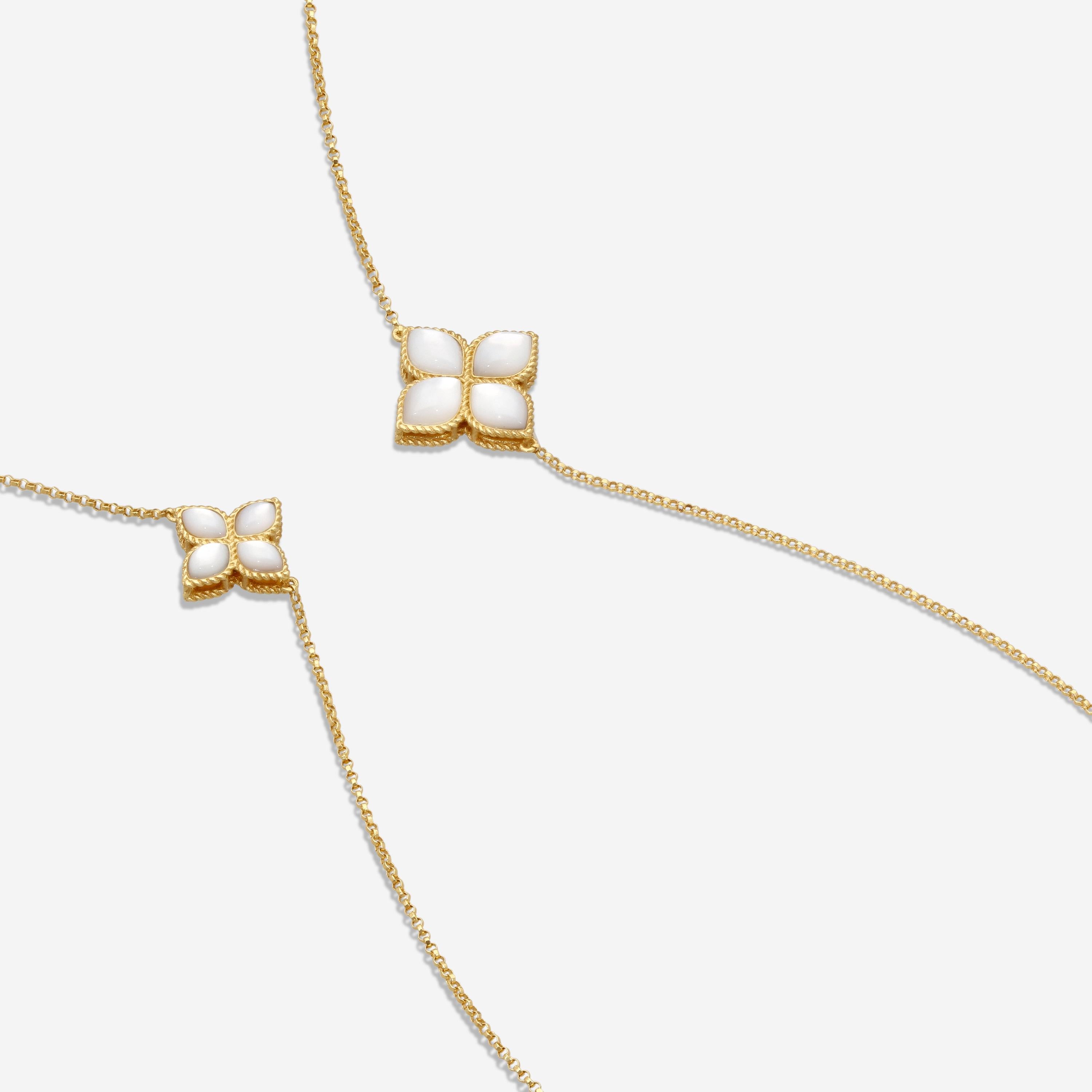 Roberto Coin Venetian Princess 18K Yellow Gold Diamond & Mother of Pearl Station Necklace 8882462AY — view 3