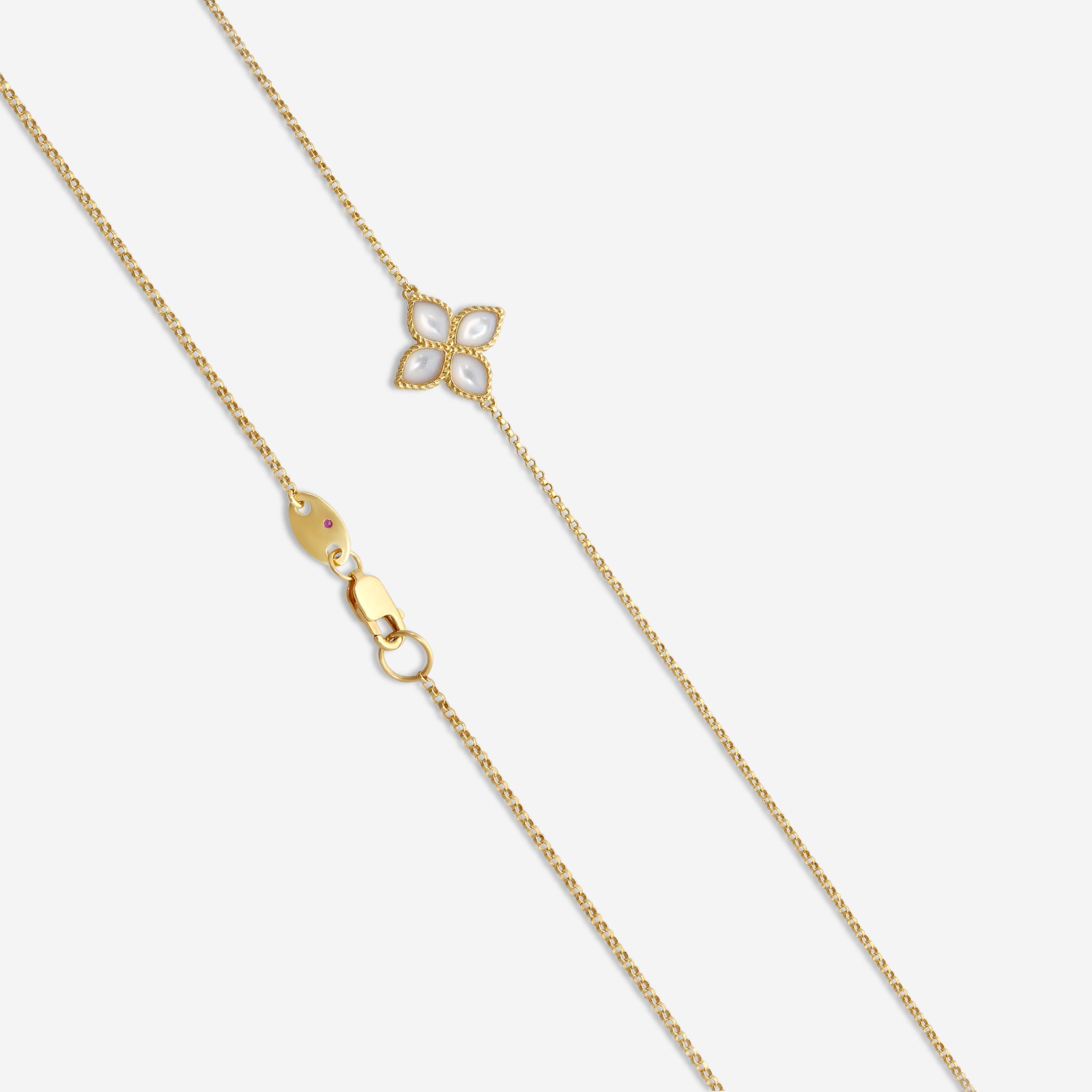 Roberto Coin Venetian Princess 18K Yellow Gold Diamond & Mother of Pearl Station Necklace 8882462AY — view 4