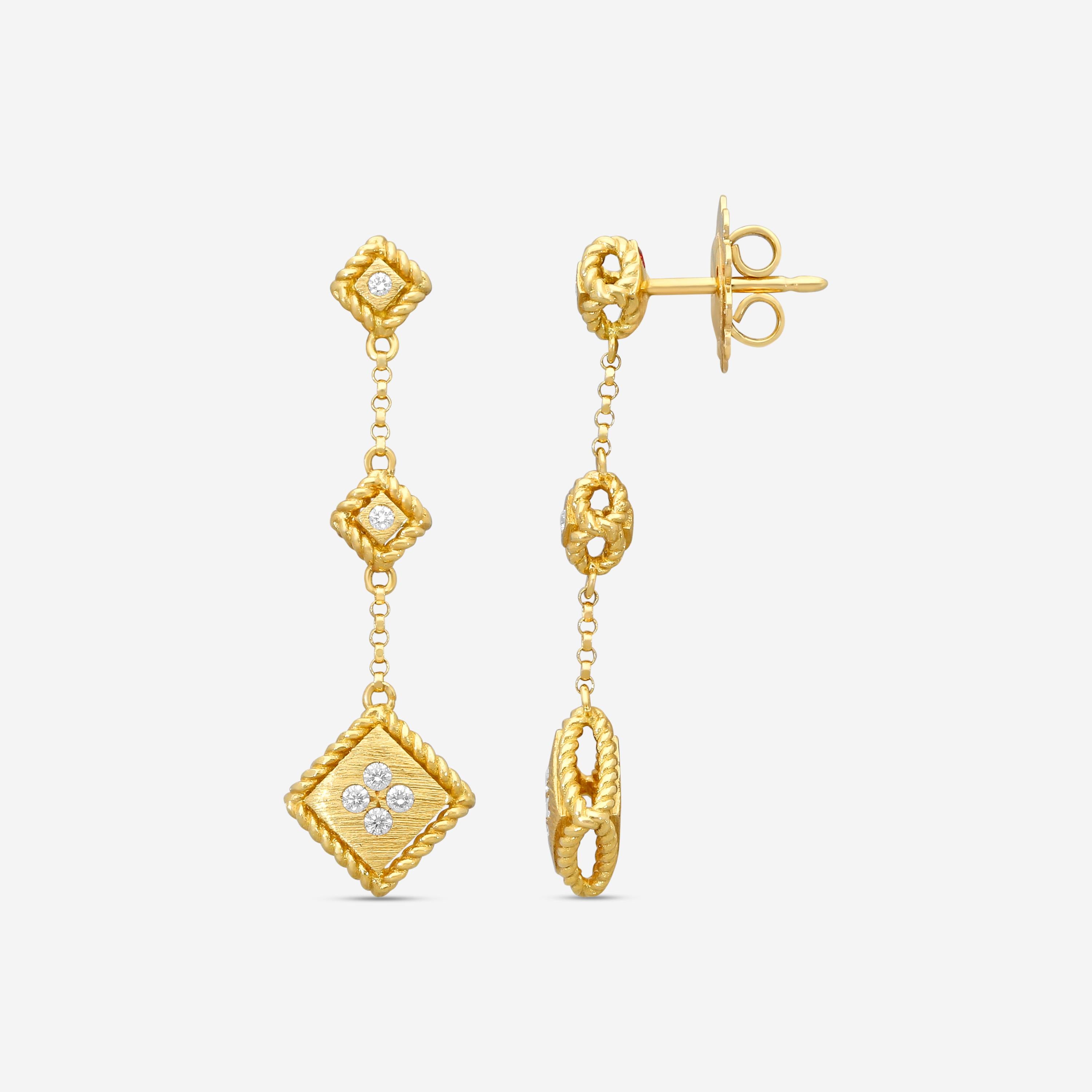Roberto Coin 18K Yellow Gold Diamond Drop Earrings 7772919AYERX — view 3