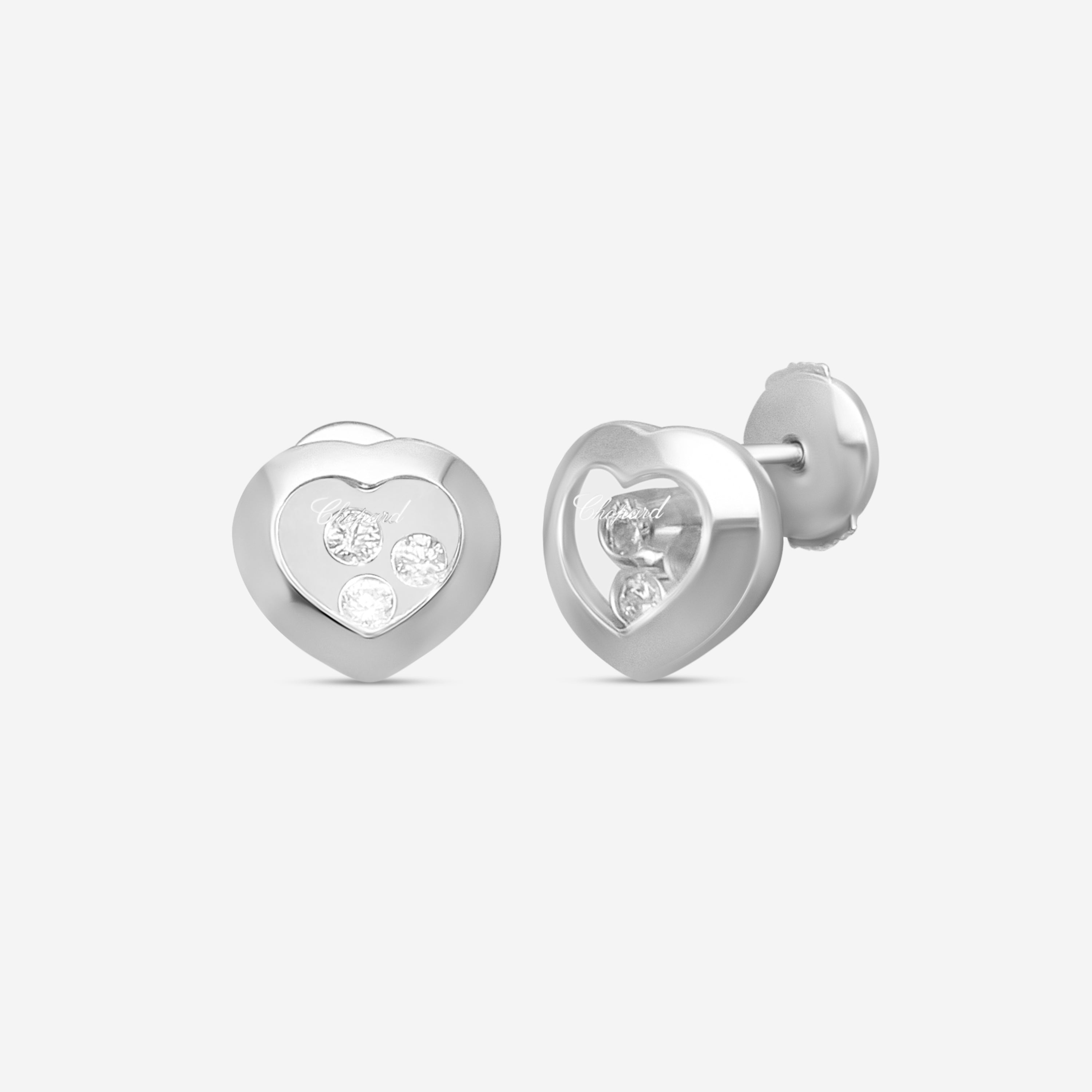 Chopard Happy Diamonds 18K White Gold Diamond Stud Earrings 839203-1001 — view 3
