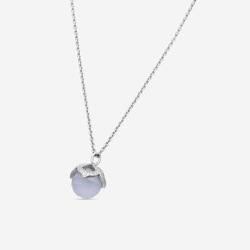 Chopard Imperiale 18K White Gold Diamond & Chalcedony Pendant Necklace 799207 — view 2