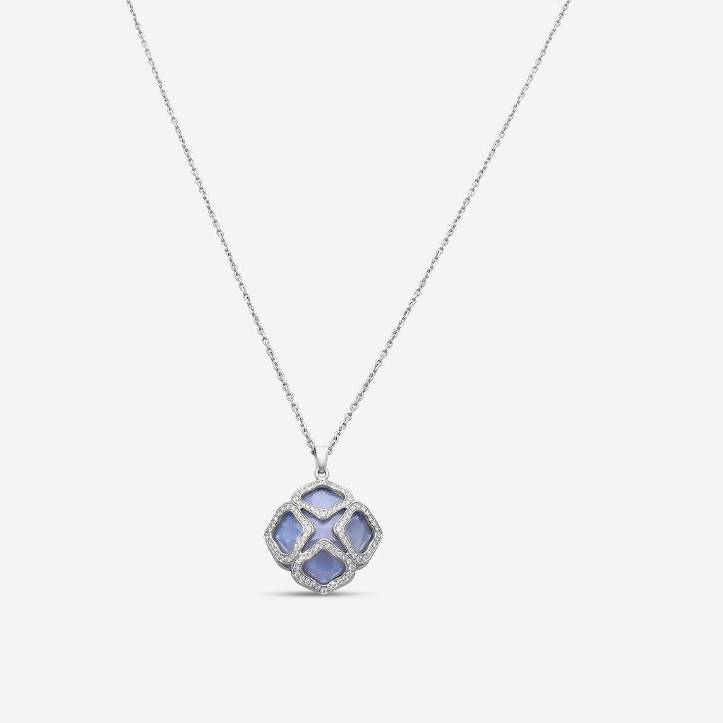 Chopard Imperiale 18K White Gold Diamond & Chalcedony Pendant Necklace 799220