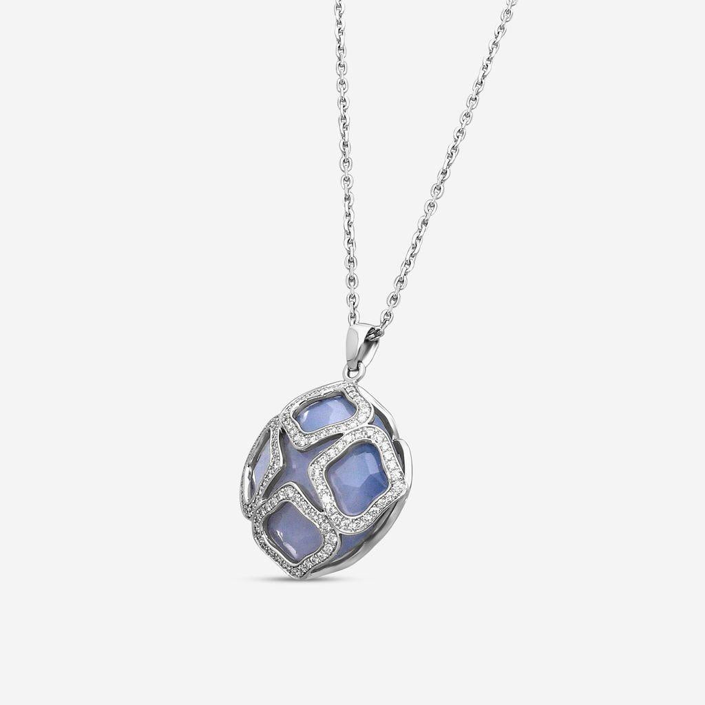 Chopard Imperiale 18K White Gold Diamond & Chalcedony Pendant Necklace 799220 — view 2