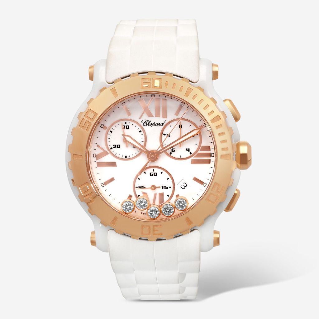 Chopard Happy Sport Round Chronograph Ceramic Diamond Quartz Unisex Watch 288515