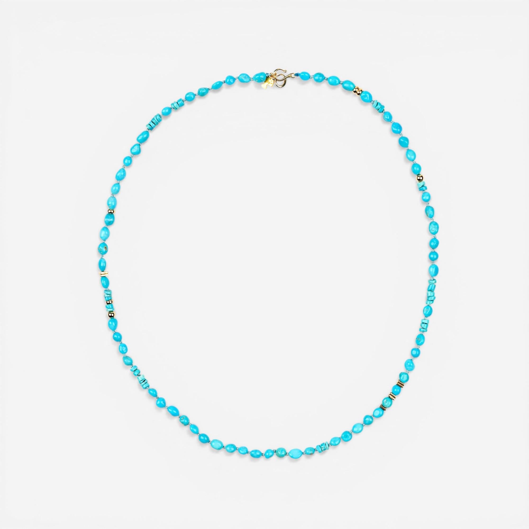 Peyote Bird Designs Vishudda 14K Yellow Gold Turquoise Necklace PB23N41