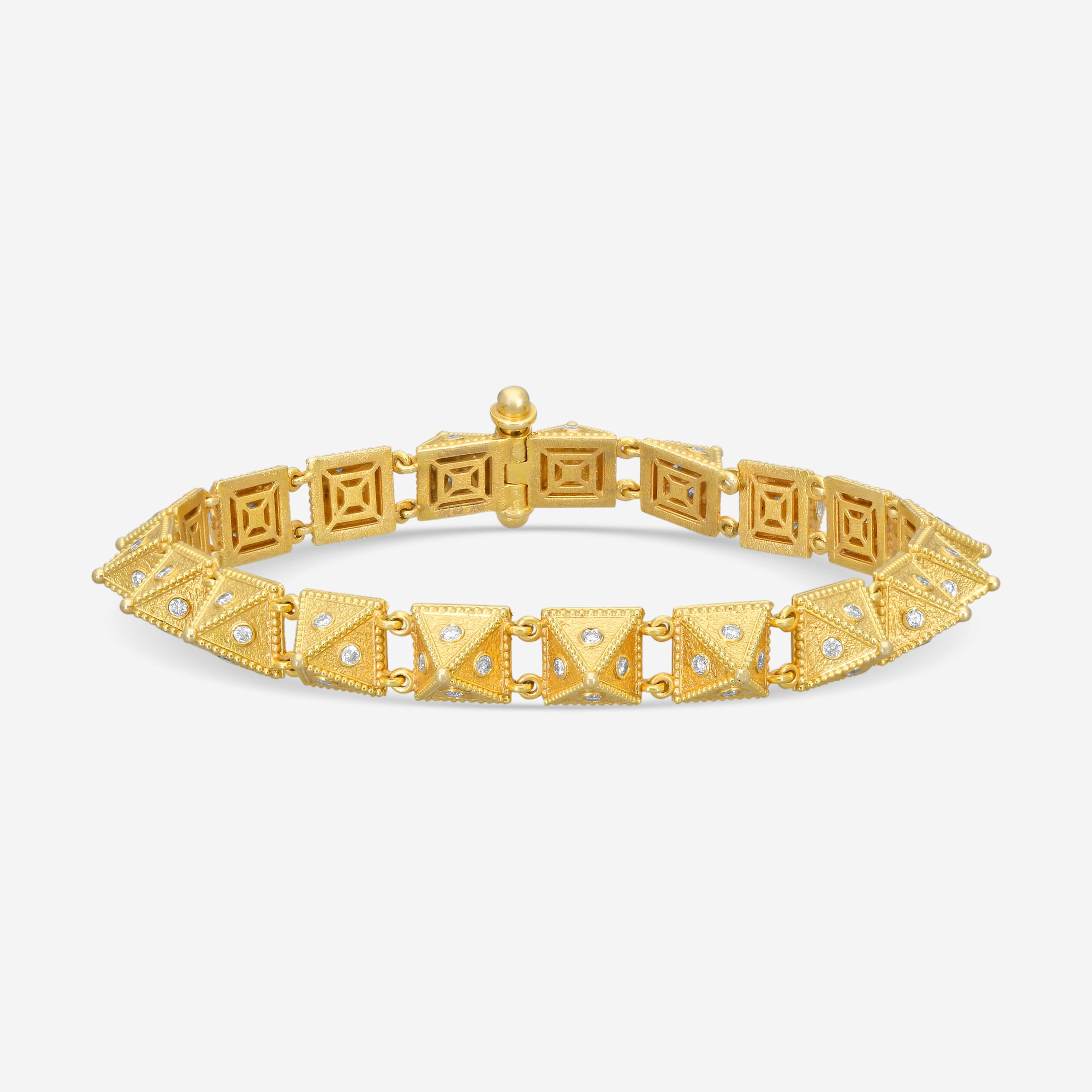 Cosibelli Queen 18K Yellow Gold Classic Geometric Diamond Link Bracelet 886056